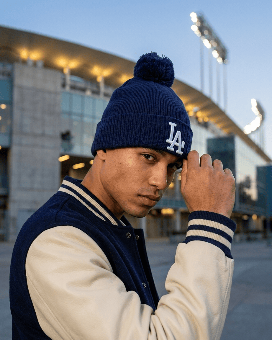 New Era Beanies OSFM Los Angeles Dodgers New Era MLB Team Ribbed Knit Pom Beanie - Blue