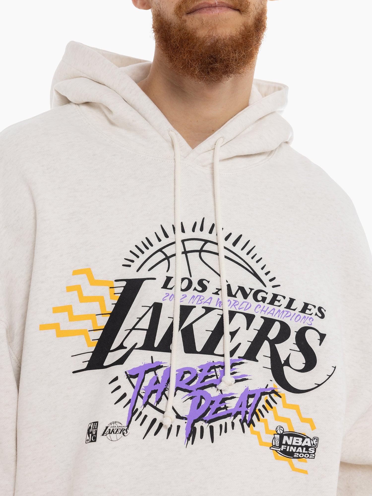 Mitchell And Ness Jumpers Los Angeles Lakers Mitchell & Ness NBA Accolades Vintage Hoodie Jumper - White Marle