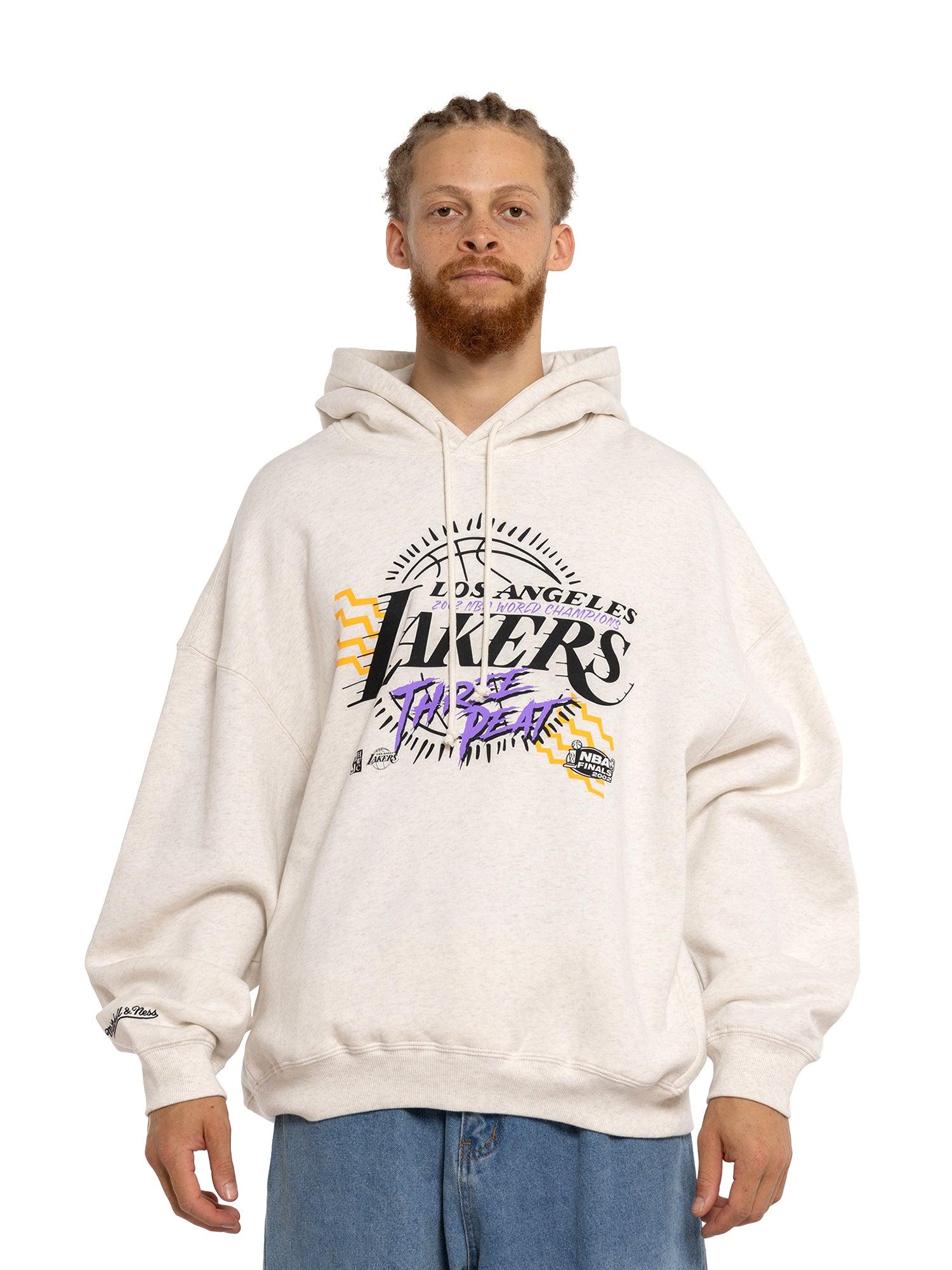 Mitchell And Ness Jumpers Los Angeles Lakers Mitchell & Ness NBA Accolades Vintage Hoodie Jumper - White Marle