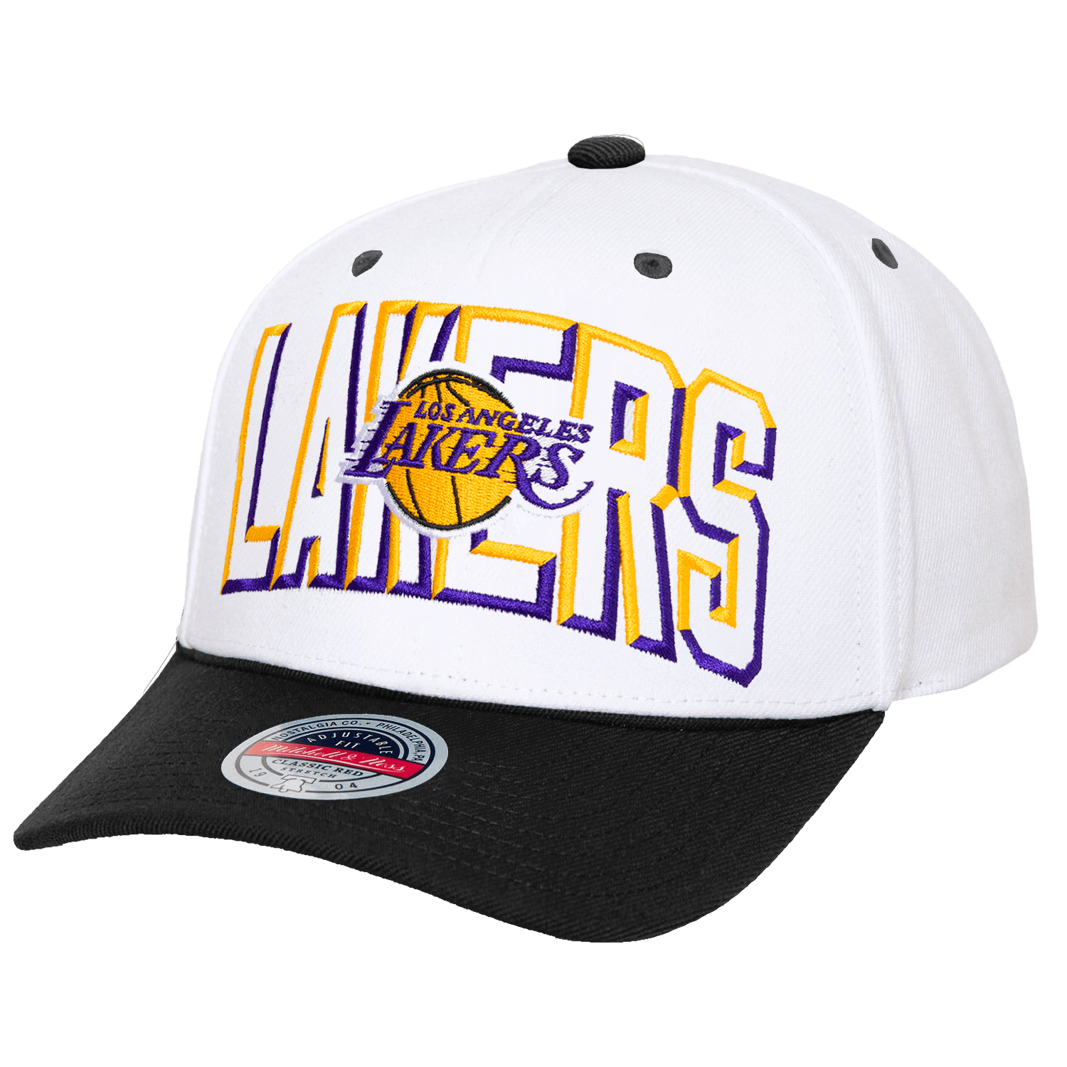 Mitchell And Ness Caps Los Angeles Lakers Mitchell & Ness NBA Bevel Classic Red Snapback Hat - White