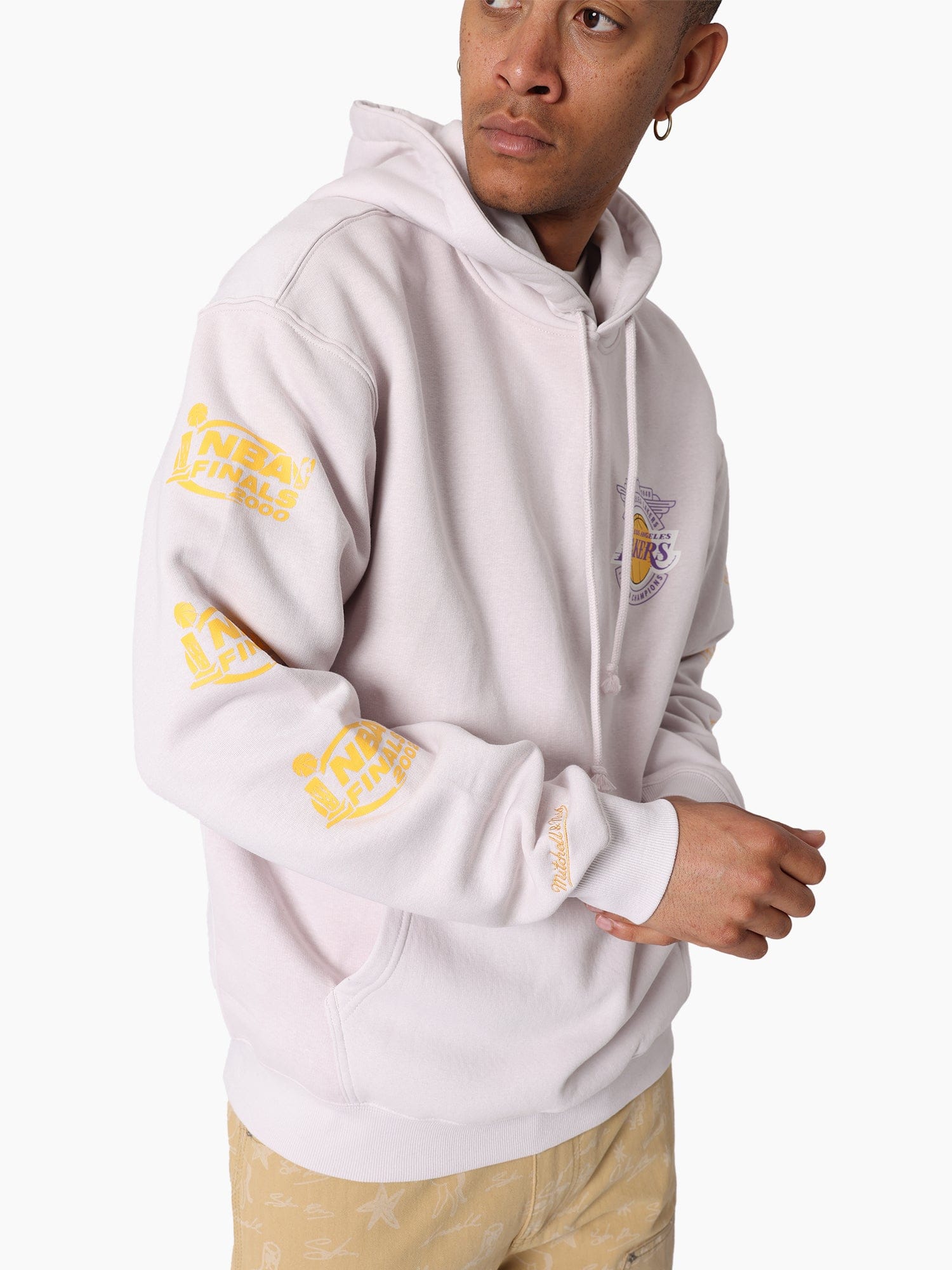 Mitchell And Ness Jumpers Los Angeles Lakers Mitchell & Ness NBA Champs History Vintage Hoodie Jumper - Orchid
