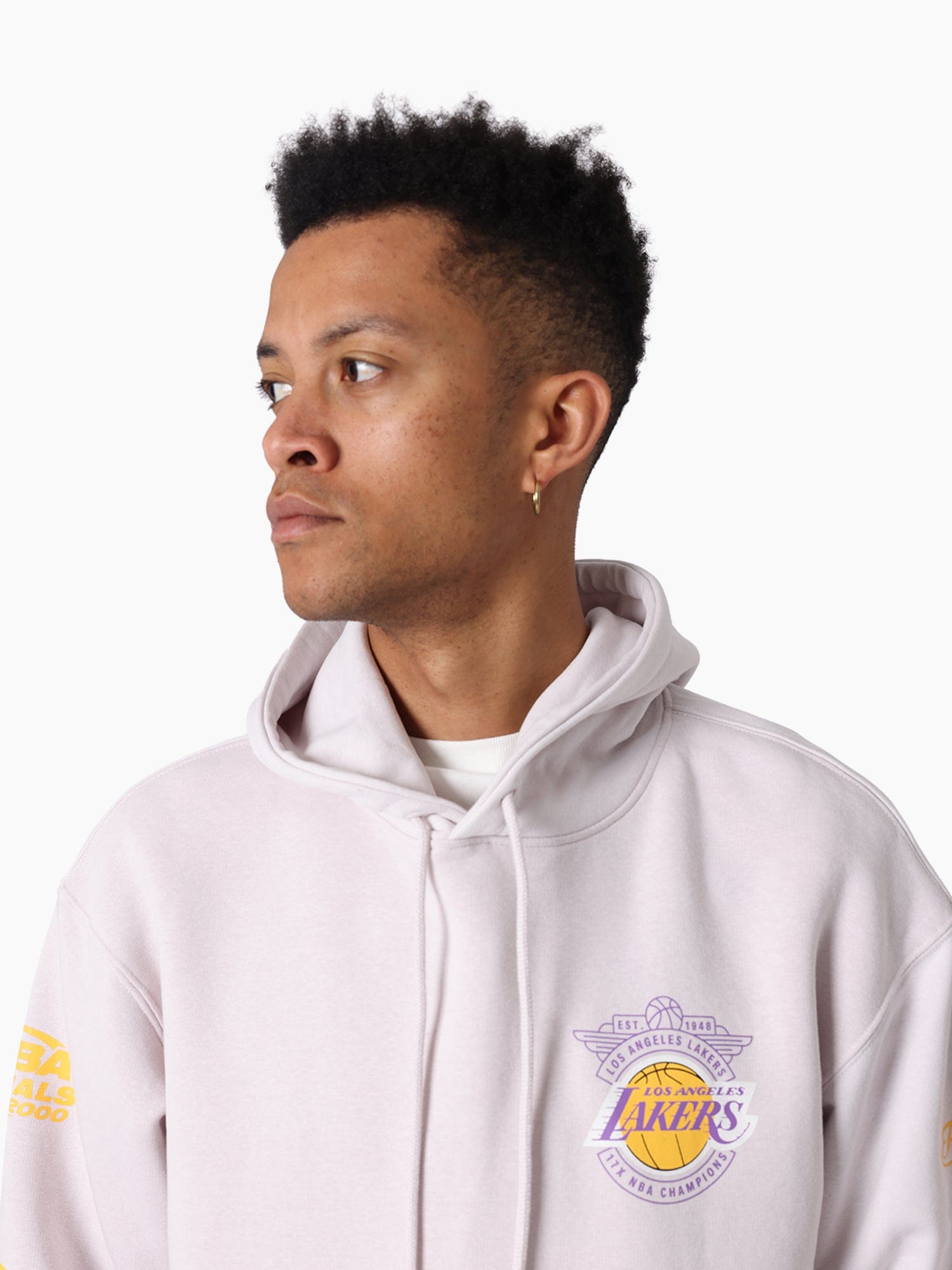 Mitchell And Ness Jumpers Los Angeles Lakers Mitchell & Ness NBA Champs History Vintage Hoodie Jumper - Orchid