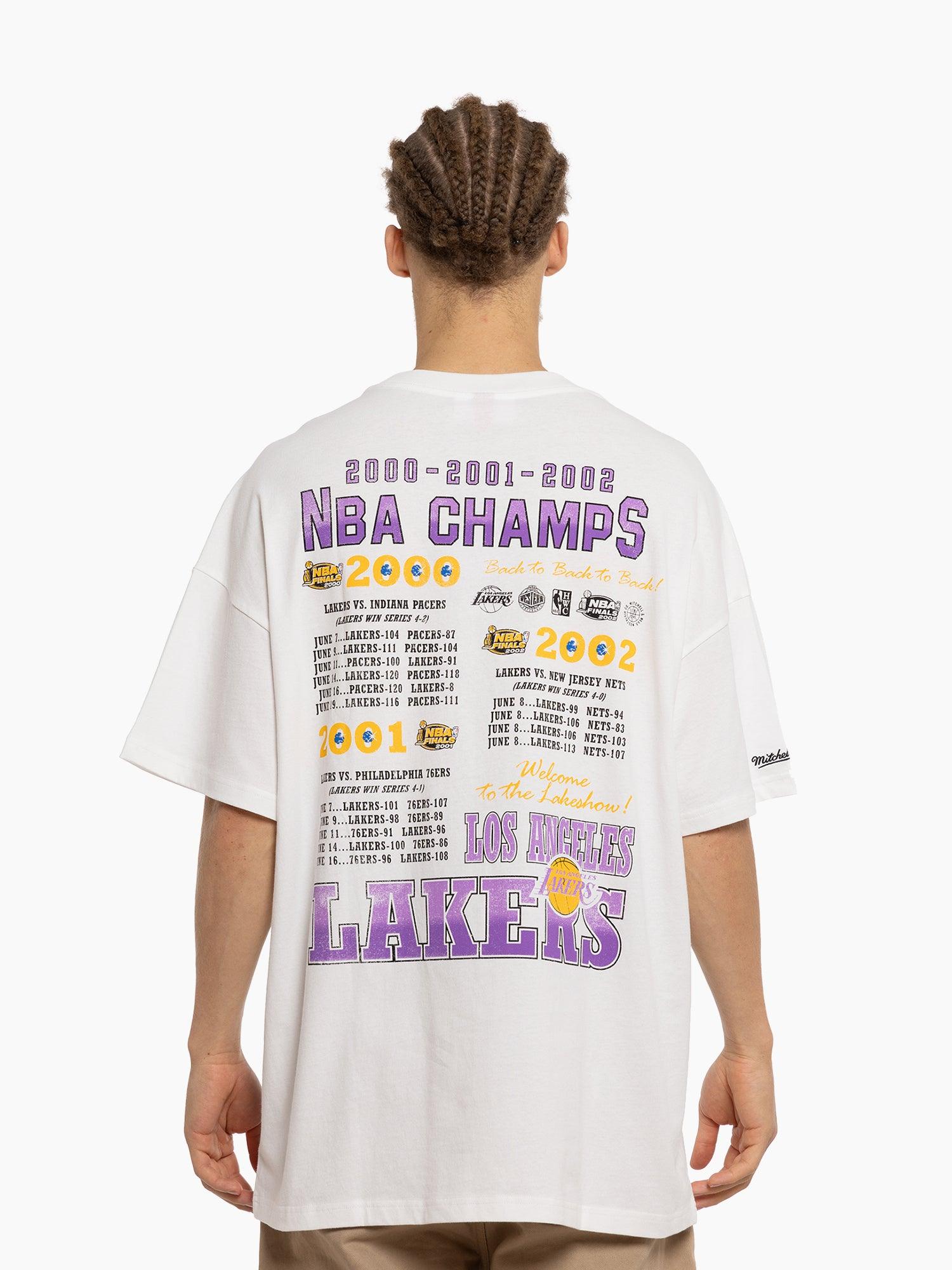 Mitchell And Ness T-Shirts Los Angeles Lakers Mitchell & Ness NBA Champs History Vintage T-Shirt - White