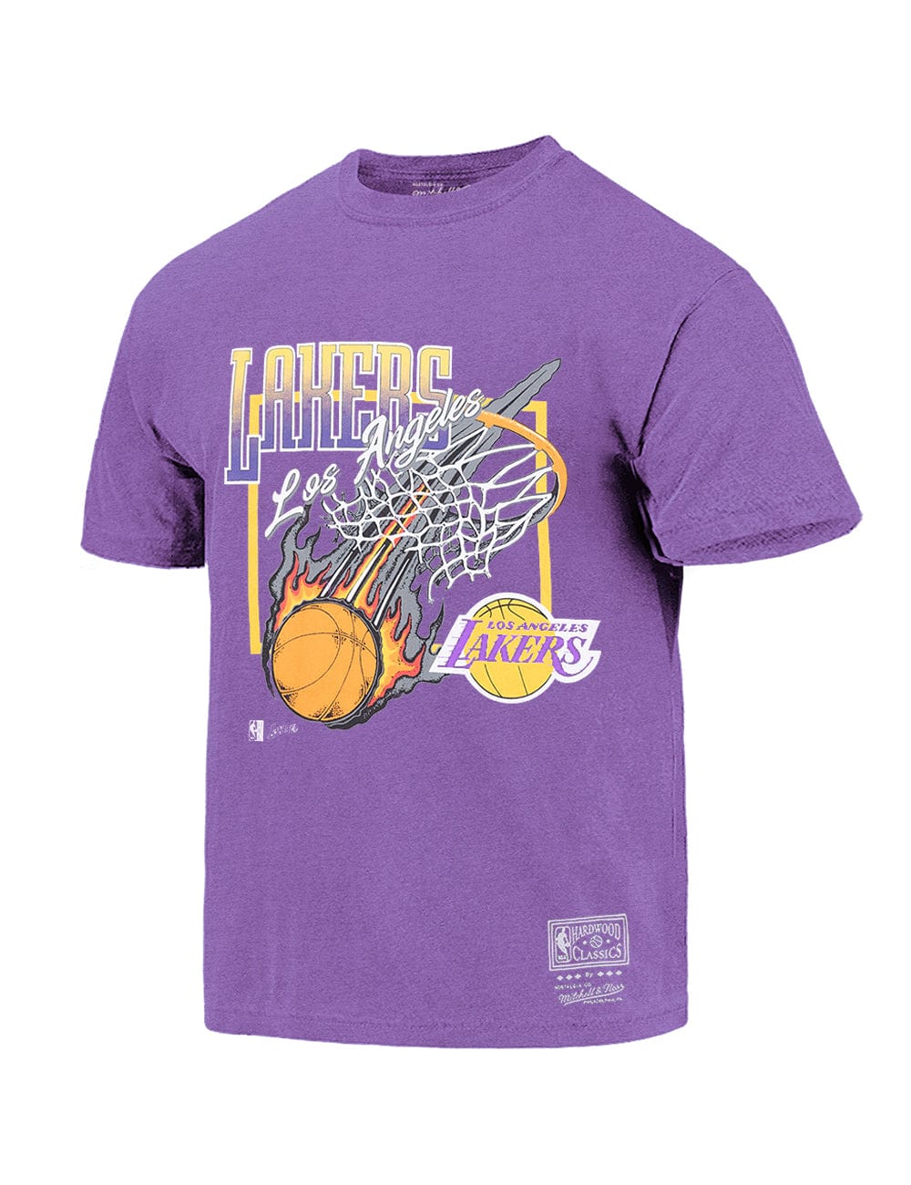 Mitchell And Ness T-Shirts Los Angeles Lakers Mitchell & Ness NBA Fireball Vintage T-Shirt - Faded Purple