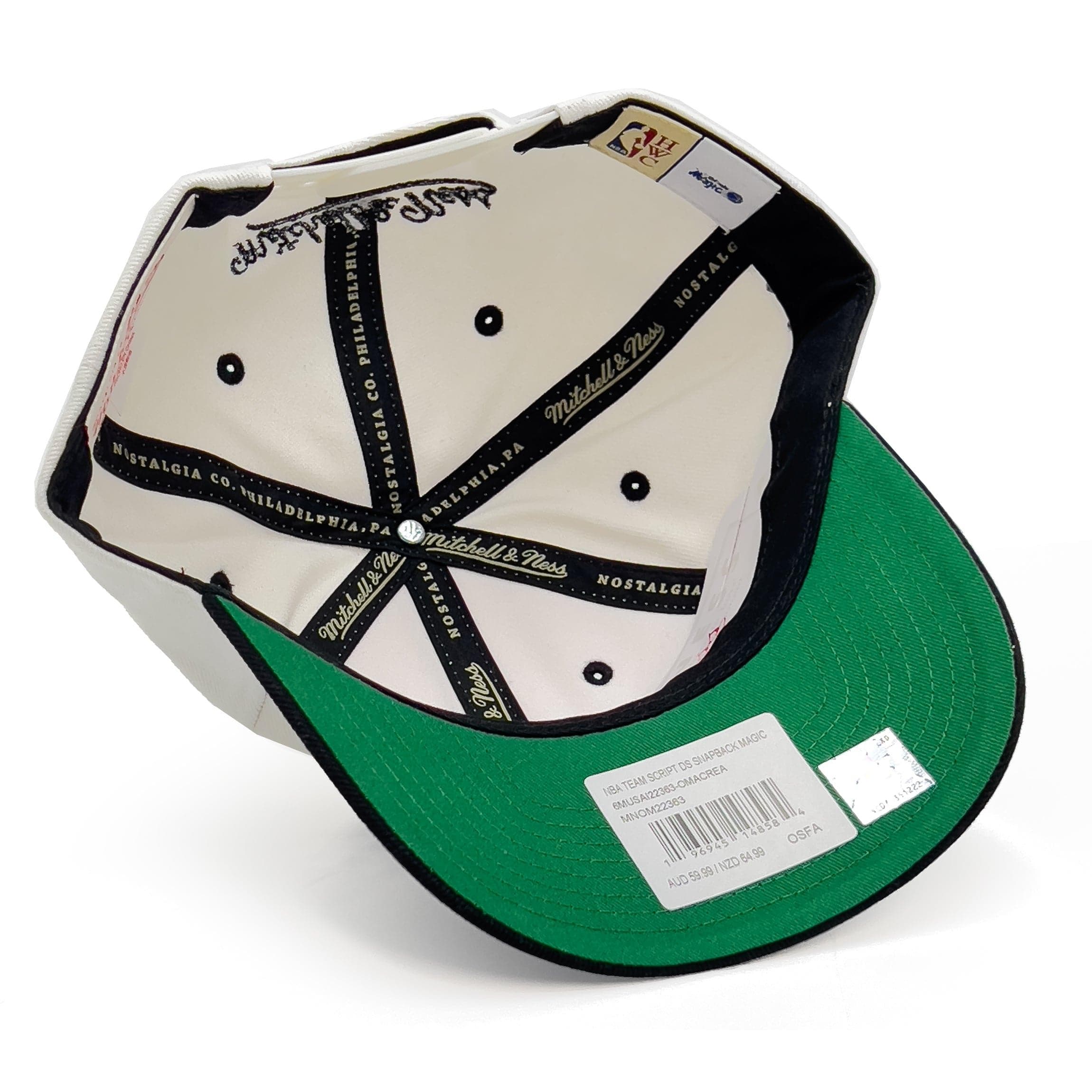 Mitchell And Ness Caps Los Angeles Lakers Mitchell & Ness NBA HWC Script Deadstock Snapback Hat - Off White