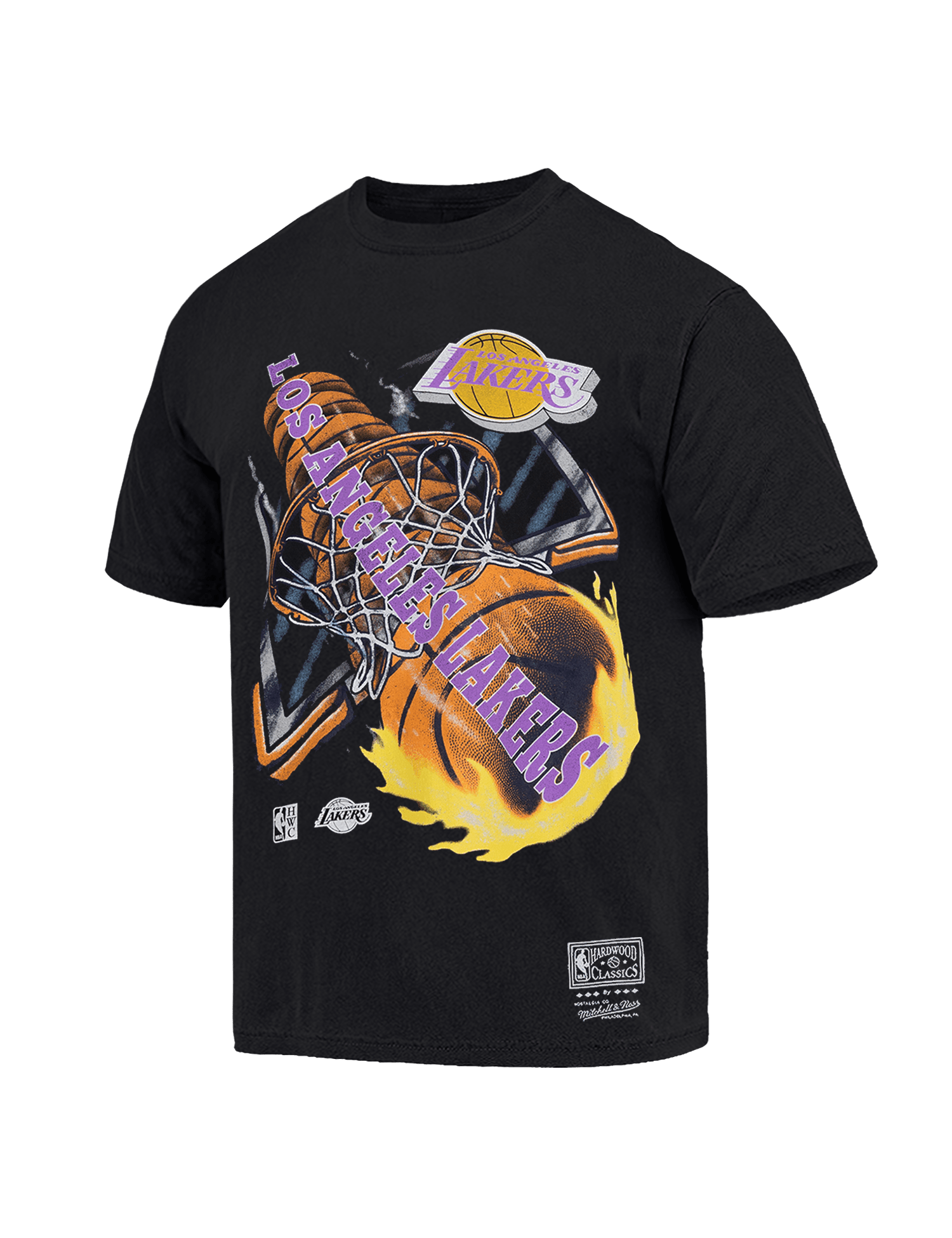 Mitchell And Ness T-Shirts Los Angeles Lakers Mitchell & Ness NBA On Fire Vintage T-Shirt - Faded Black