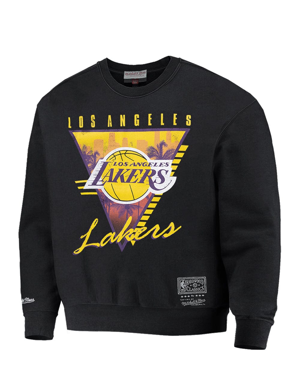 Mitchell And Ness Jumpers Los Angeles Lakers Mitchell & Ness NBA Tri Logo Vintage Crew Jumper - Faded Black