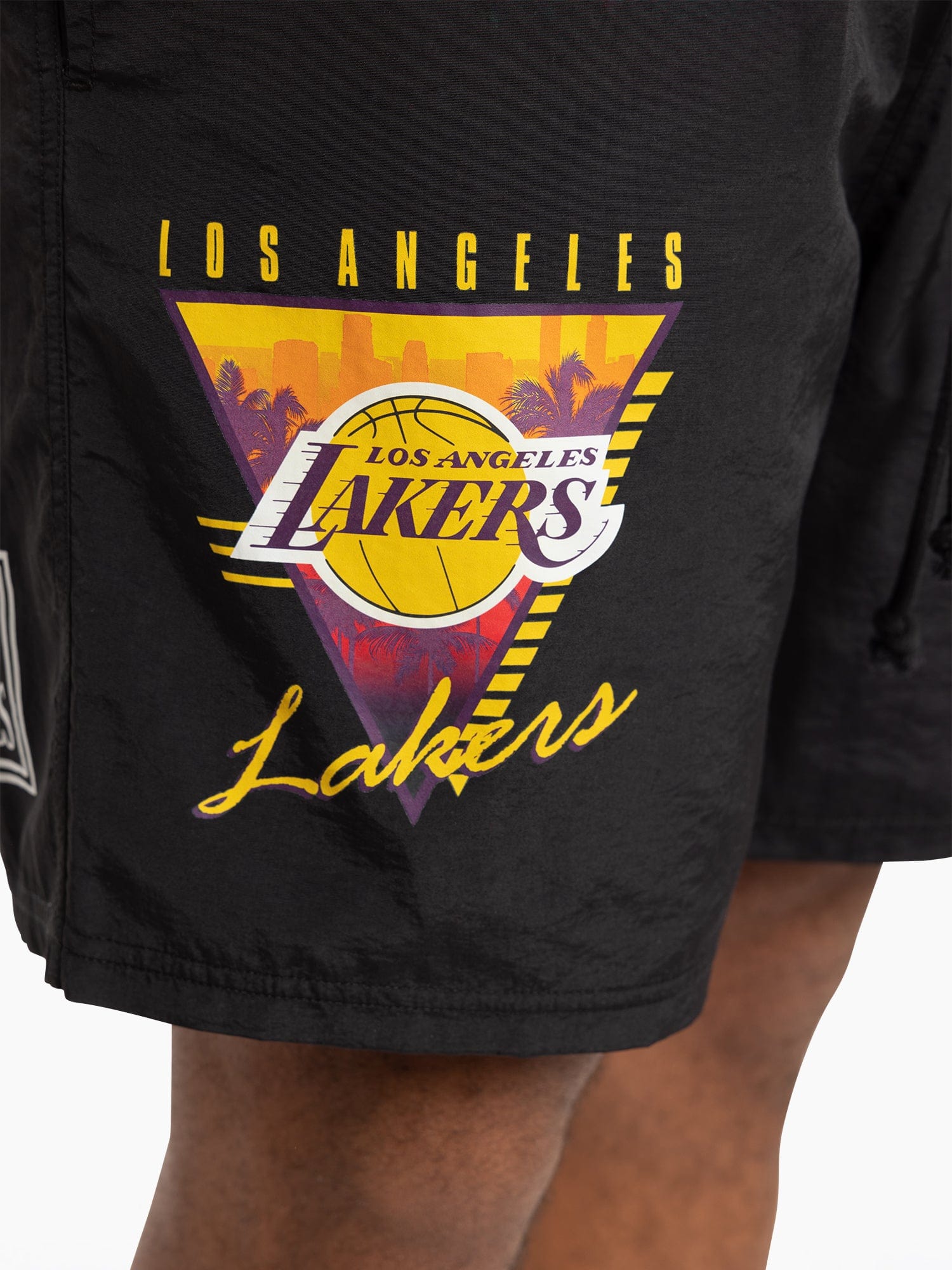 Mitchell And Ness Shorts Los Angeles Lakers Mitchell & Ness NBA Where You At Nylon Shorts - Black