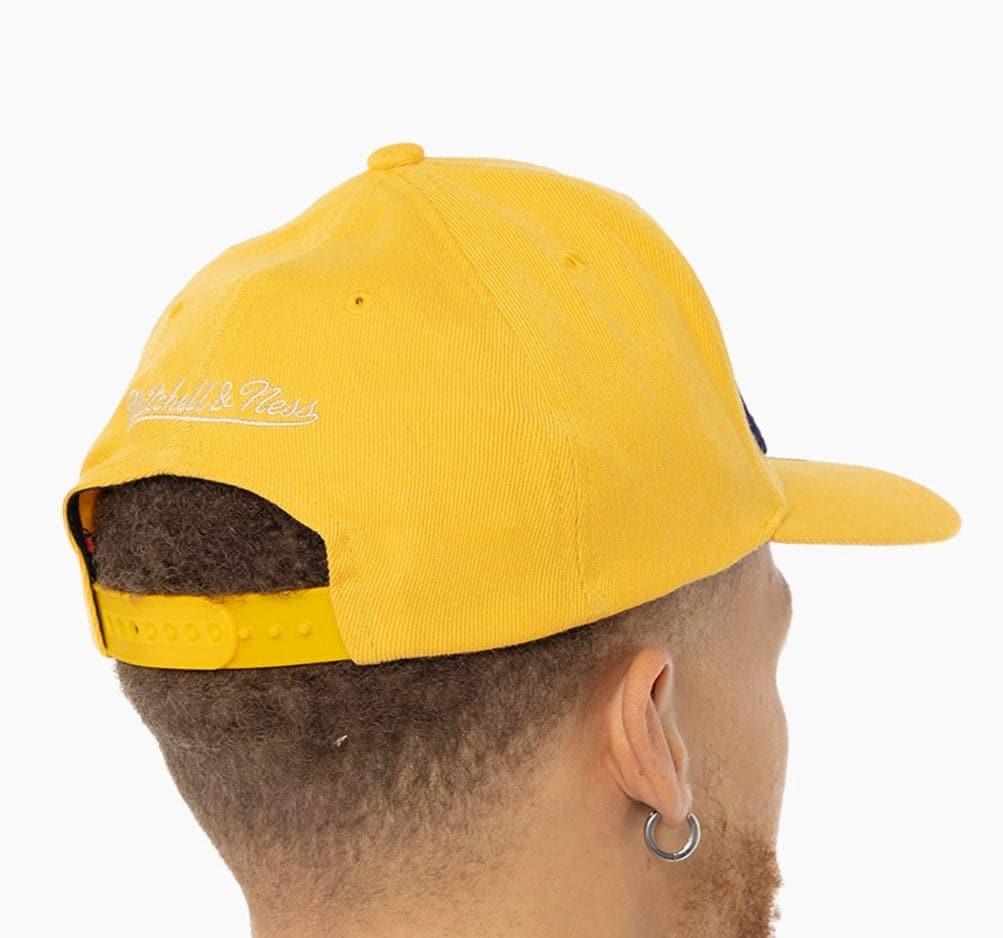 Mitchell And Ness Caps Los Angeles Lakers Mitchell & Ness NBA Wordmark Pro Crown Snapback Hat - Yellow