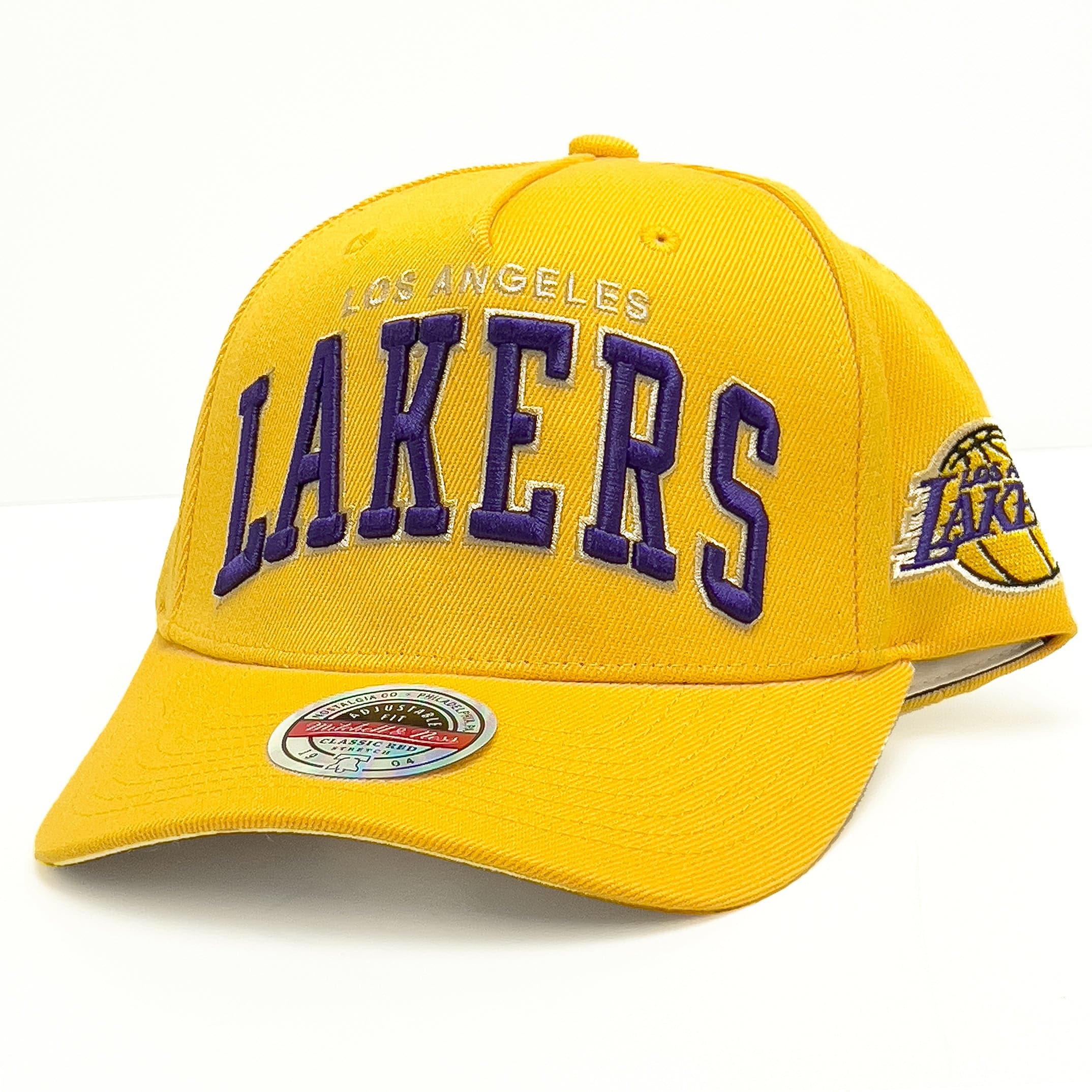 Mitchell And Ness Caps Los Angeles Lakers Mitchell & Ness NBA Wordmark Pro Crown Snapback Hat - Yellow