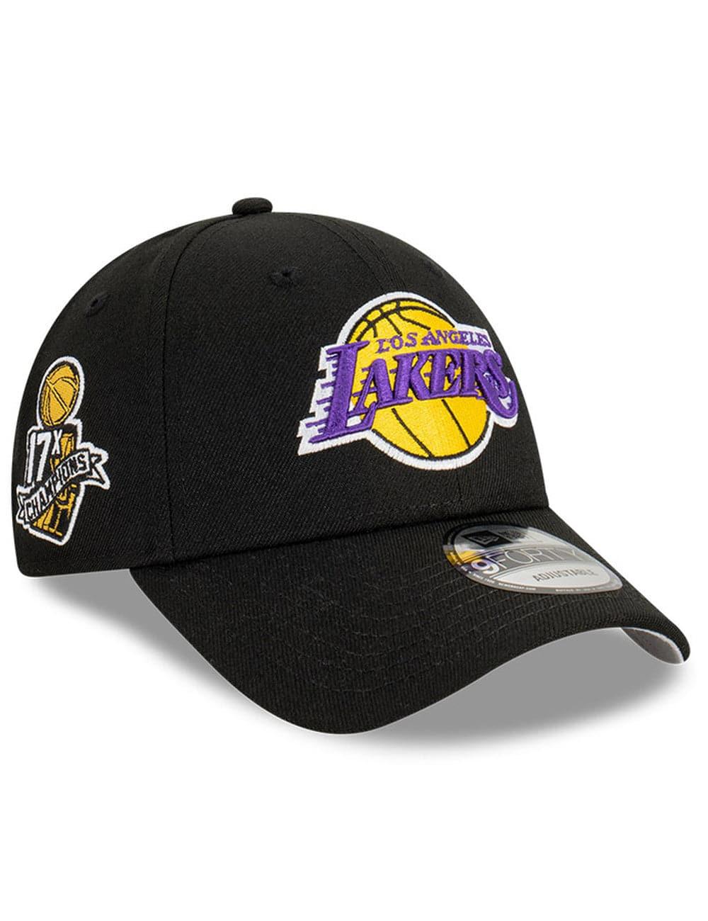 New Era Caps Los Angeles Lakers New Era NBA Champs Patch 9FORTY Snapback Hat - Black