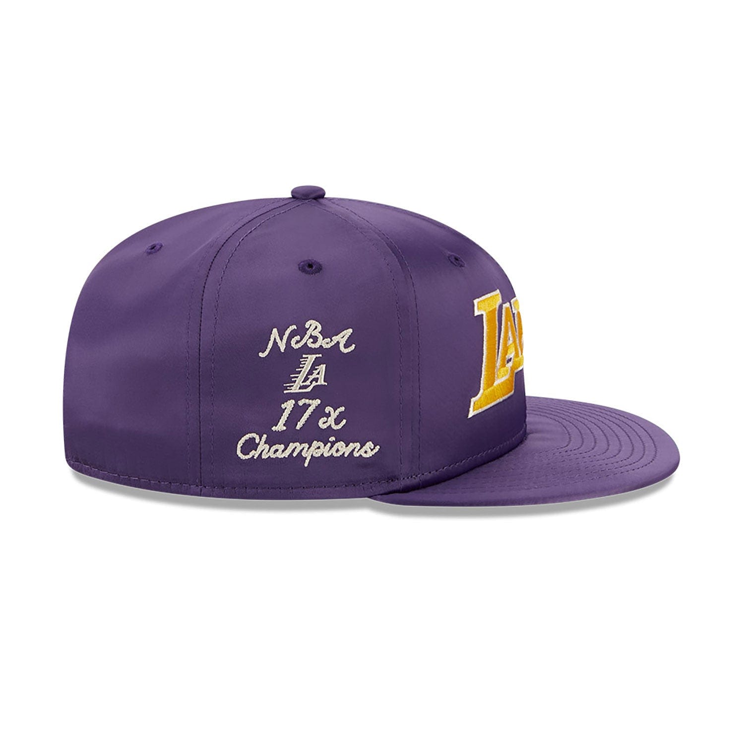 New Era Caps Los Angeles Lakers New Era NBA Satin Champs 9FIFTY Snapback Hat - Purple