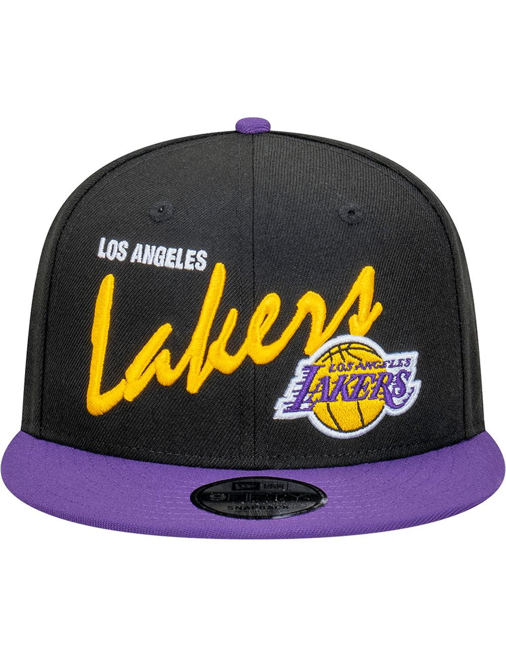 New Era Caps Los Angeles Lakers New Era NBA Vintage Script 9FIFTY Snapback Hat - Black