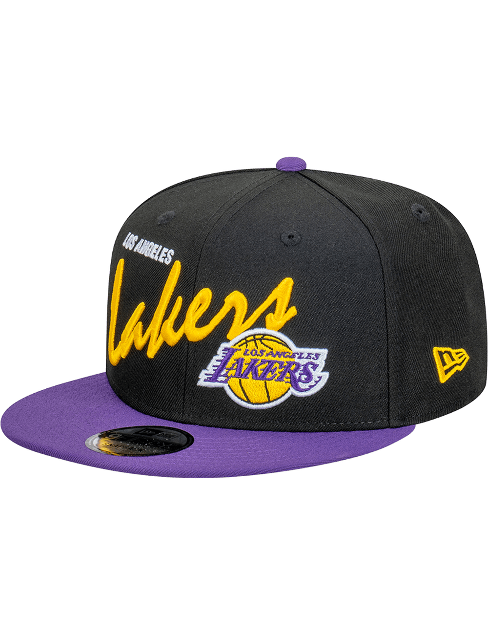 New Era Caps Los Angeles Lakers New Era NBA Vintage Script 9FIFTY Snapback Hat - Black