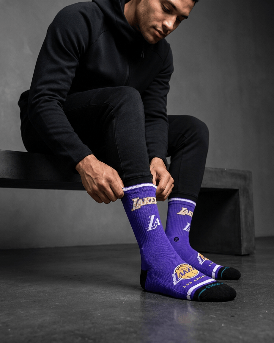 Stance Socks Large (9-12 US) Los Angeles Lakers Stance NBA Statement Crew Socks
