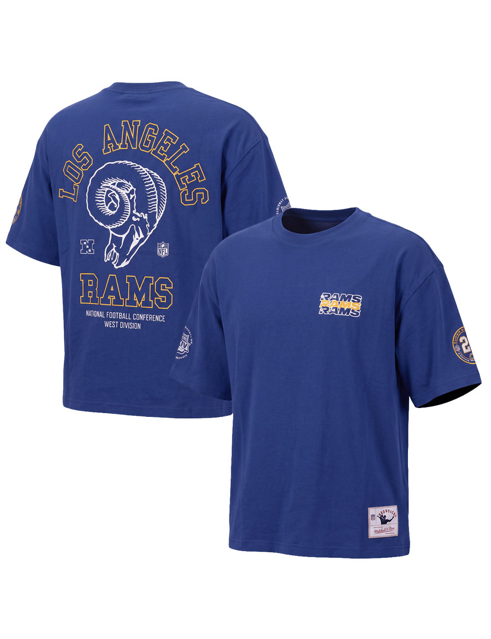 Mitchell And Ness T-Shirts Los Angeles Rams Mitchell & Ness NFL 25th Ann Box Fit Vintage T-Shirt - Blue