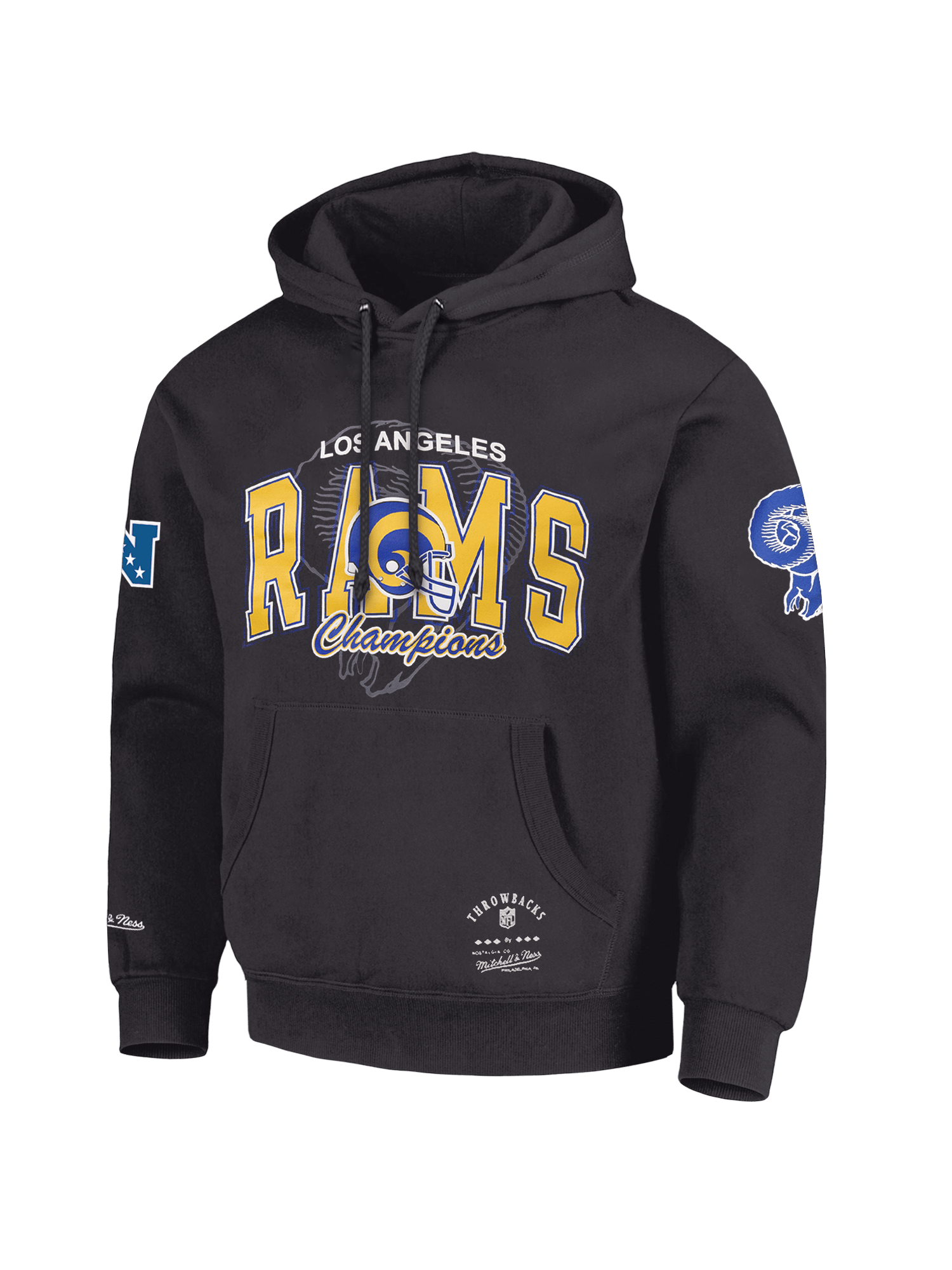 Mitchell And Ness Jumpers Los Angeles Rams Mitchell & Ness NFL Arch Helmet Vintage Hoodie - Washed Black