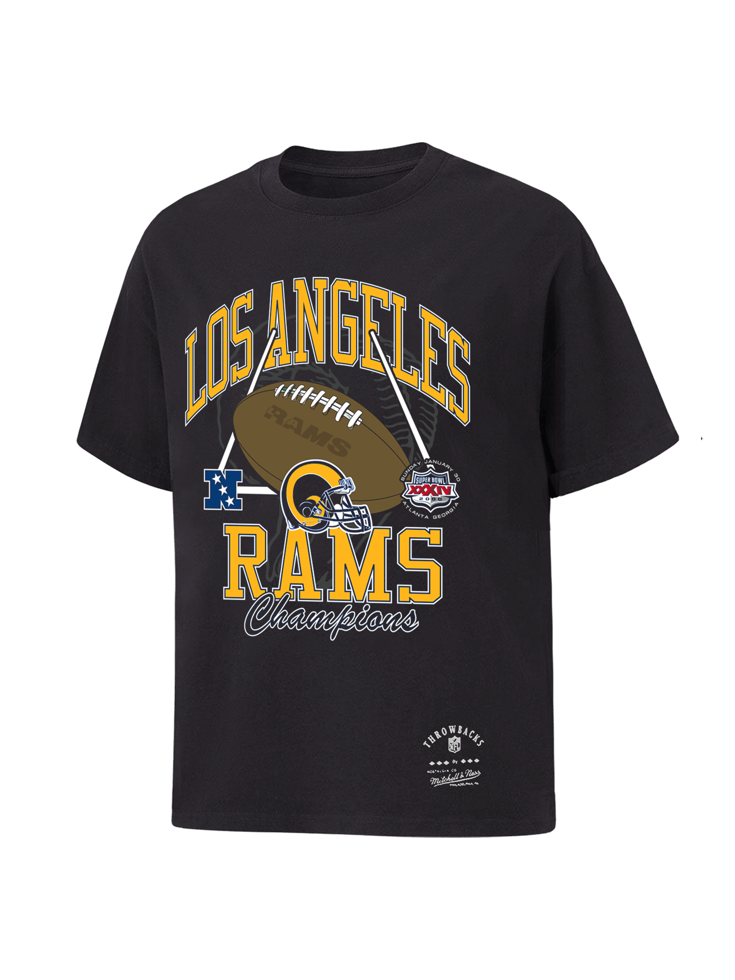 Mitchell And Ness T-Shirts Los Angeles Rams Mitchell & Ness NFL Field Goal Vintage T-Shirt - Washed Black