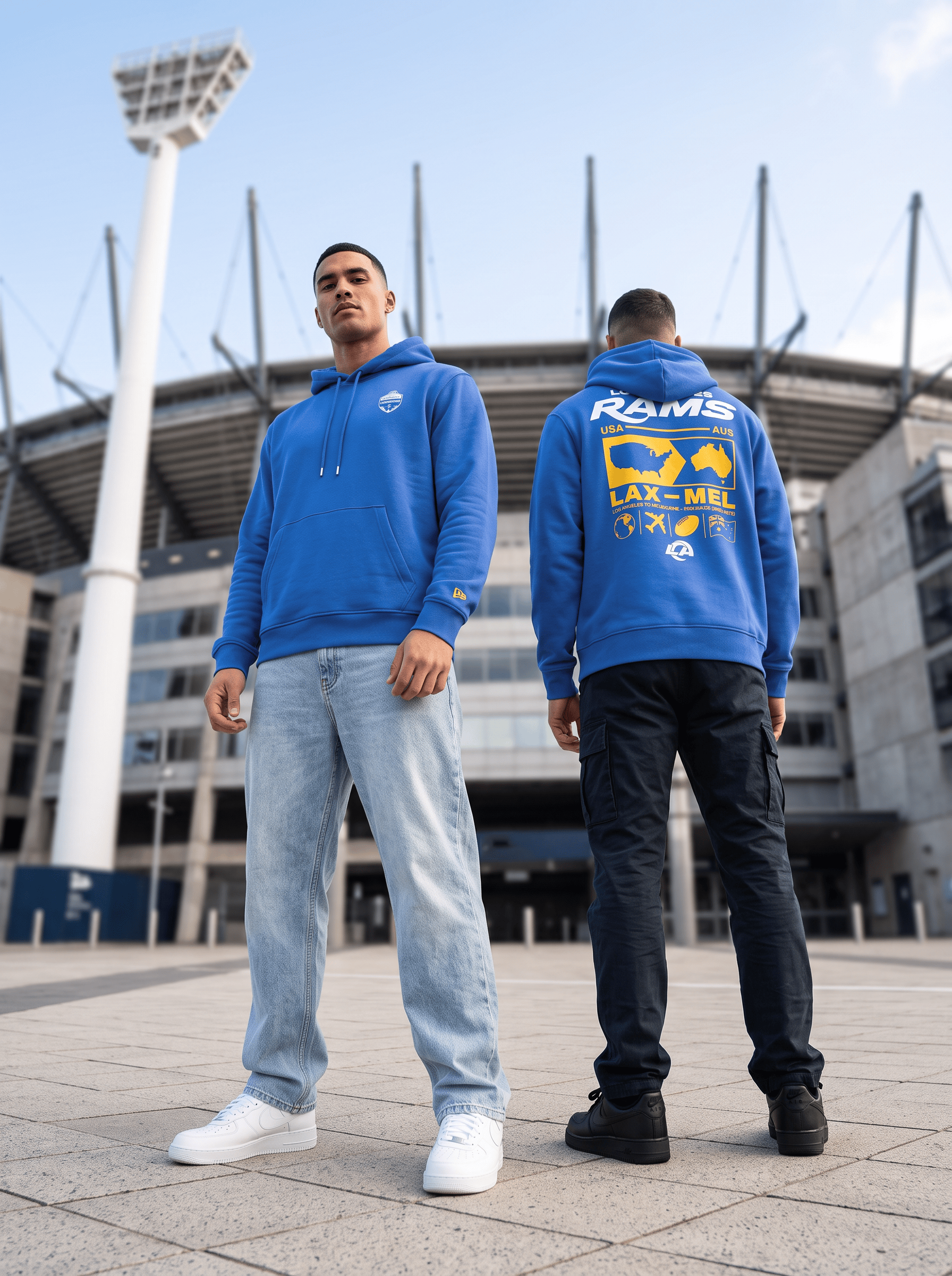 New Era Jumpers Los Angeles Rams New Era NFL 26 Melbourne Game LAX > MEL Hoodie Jumper - Blue