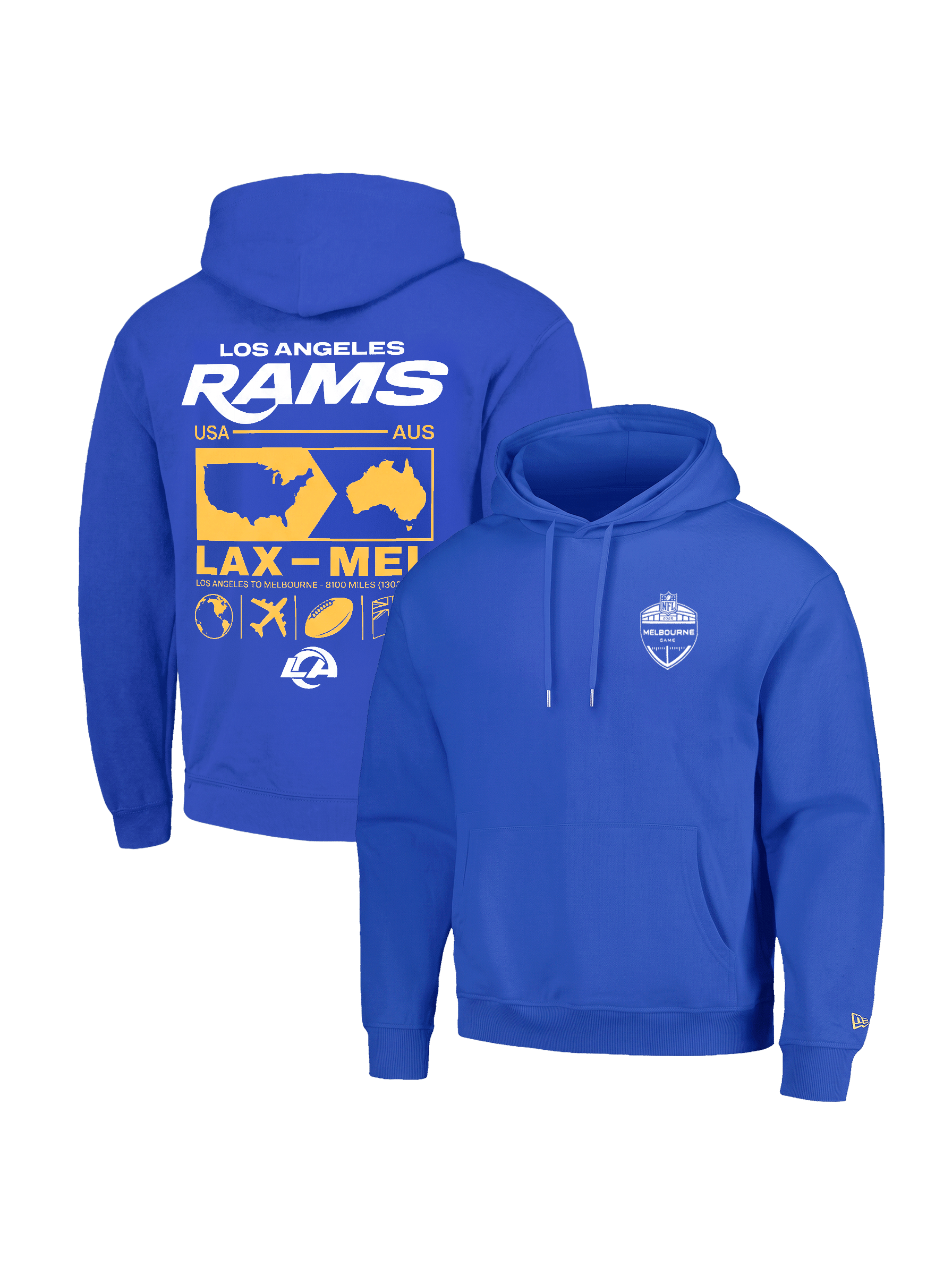 New Era Jumpers Los Angeles Rams New Era NFL 26 Melbourne Game LAX > MEL Hoodie Jumper - Blue