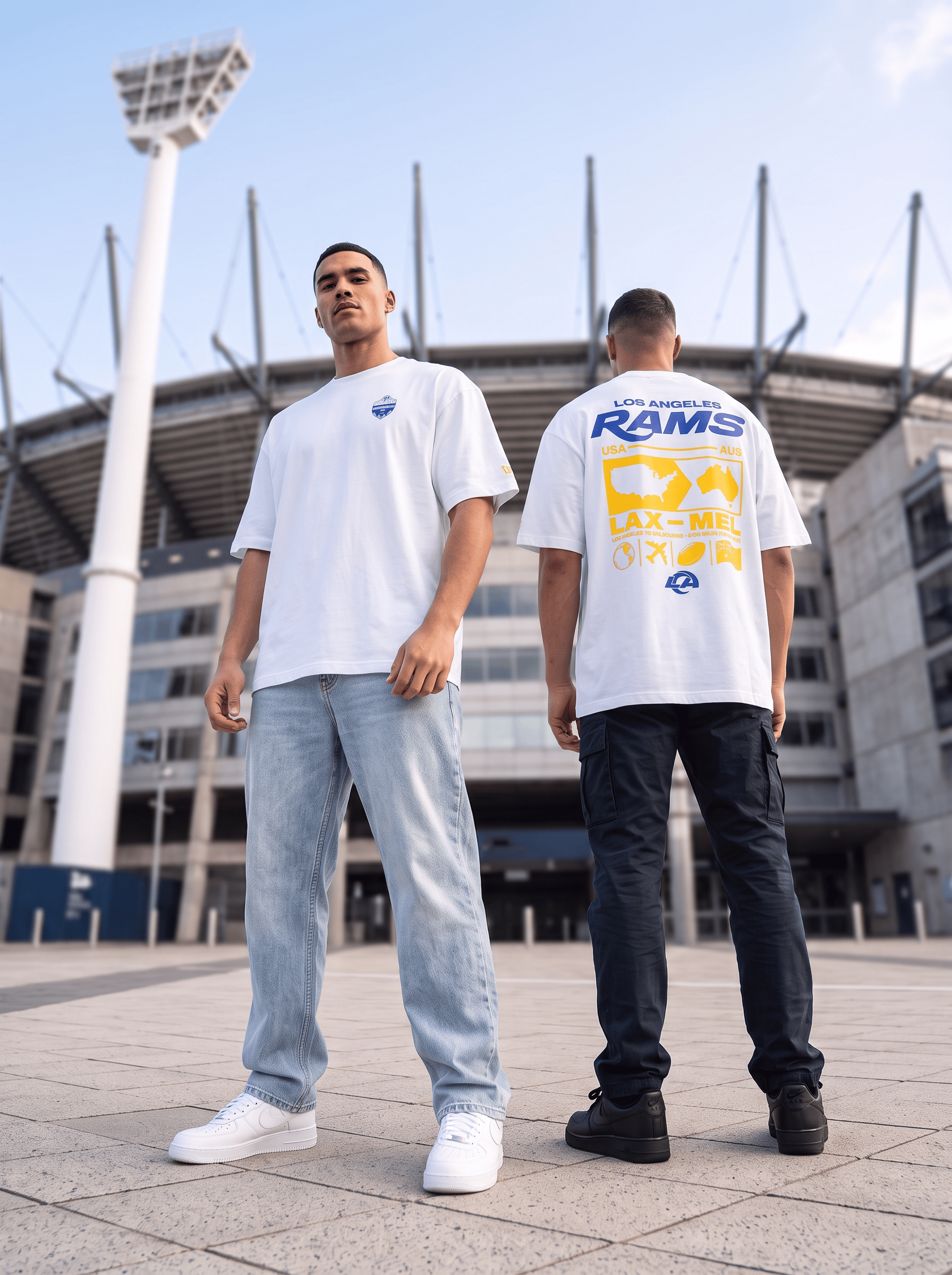 New Era T-Shirts Los Angeles Rams New Era NFL 26 Melbourne Game LAX > MEL T-Shirt - White
