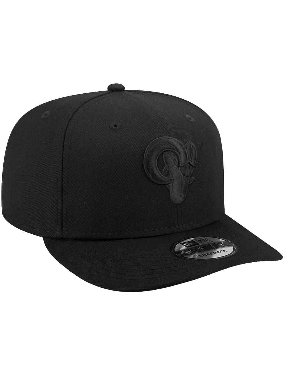 New Era Caps Los Angeles Rams New Era NFL Black On Black 9FIFTY Pre-Curved Snapback Hat - Black