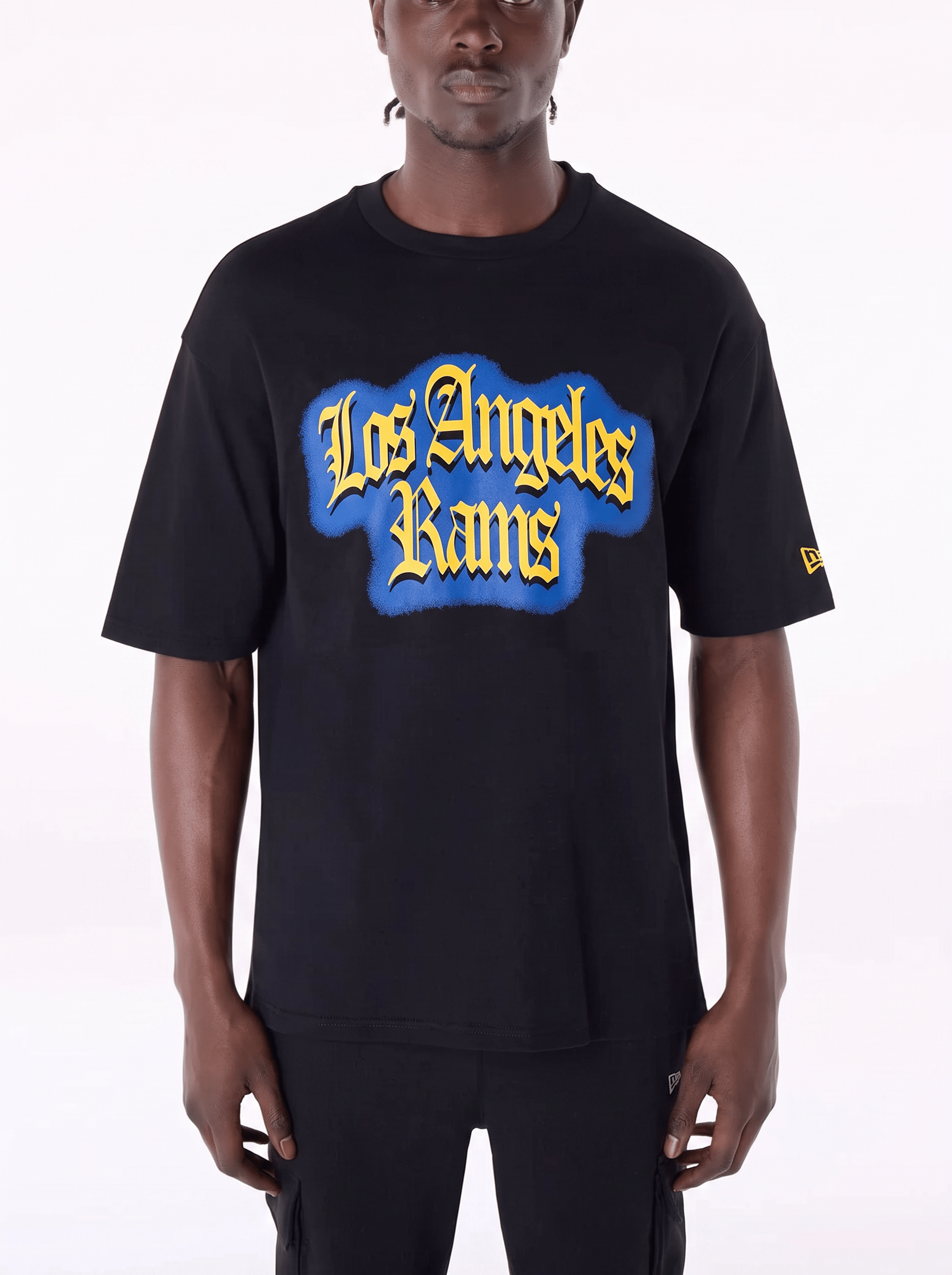 New Era T-Shirts Los Angeles Rams New Era NFL Gothic Stencil Relaxed Fit T-Shirt - Black