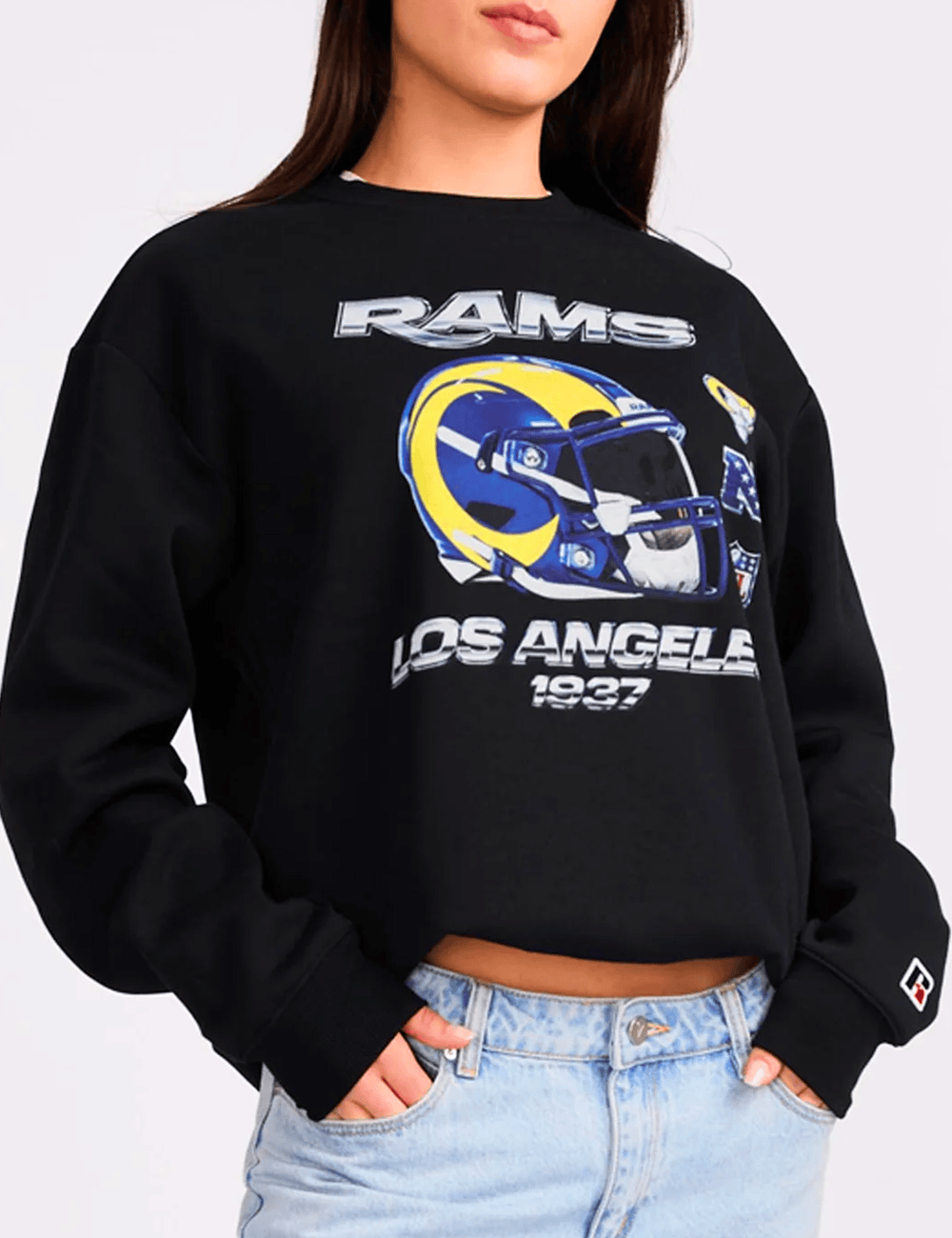 Russell Athletic Jumpers Los Angeles Rams Russell Athletic NFL Chrome Badge Crew Jumper - Black