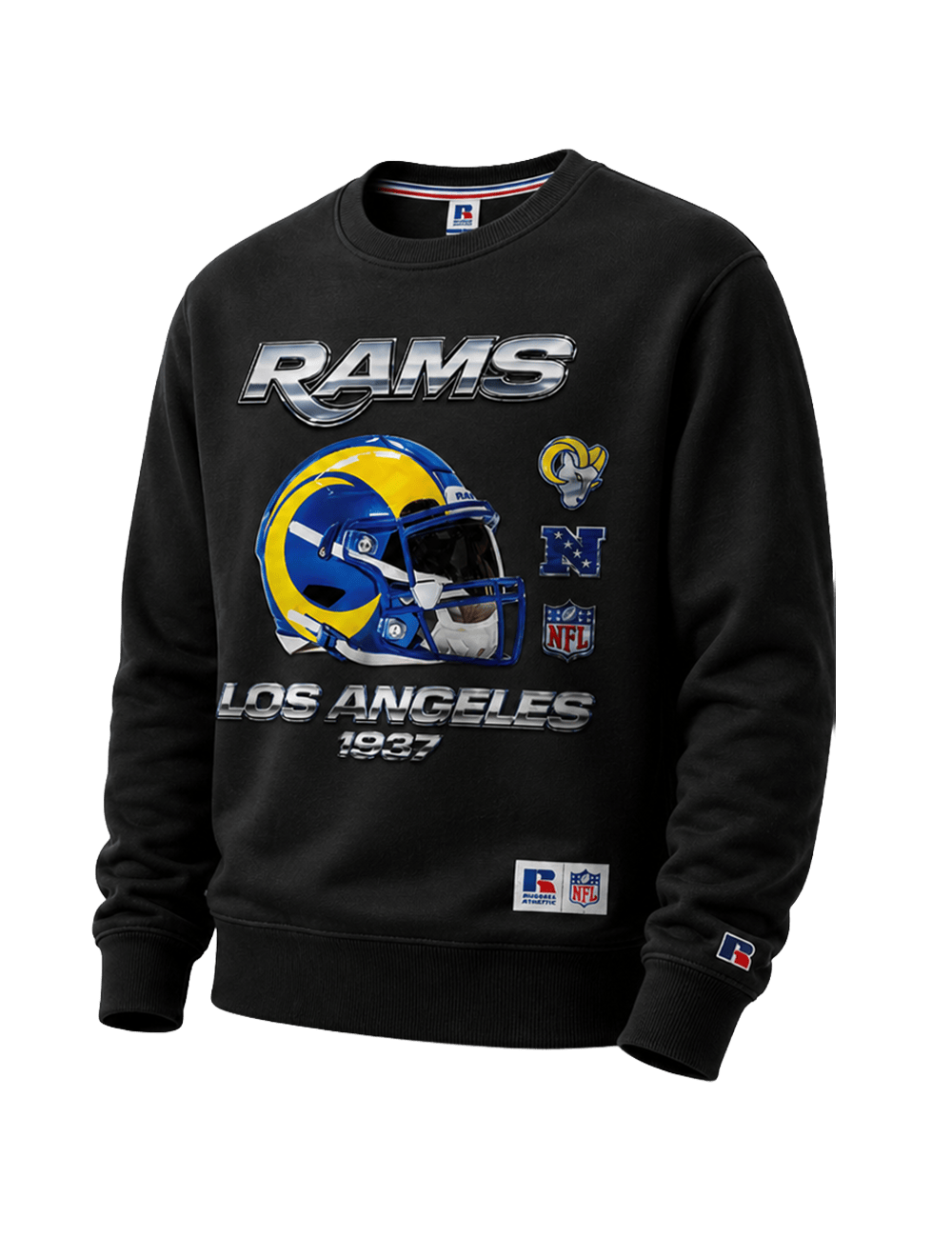Russell Athletic Jumpers Los Angeles Rams Russell Athletic NFL Chrome Badge Crew Jumper - Black