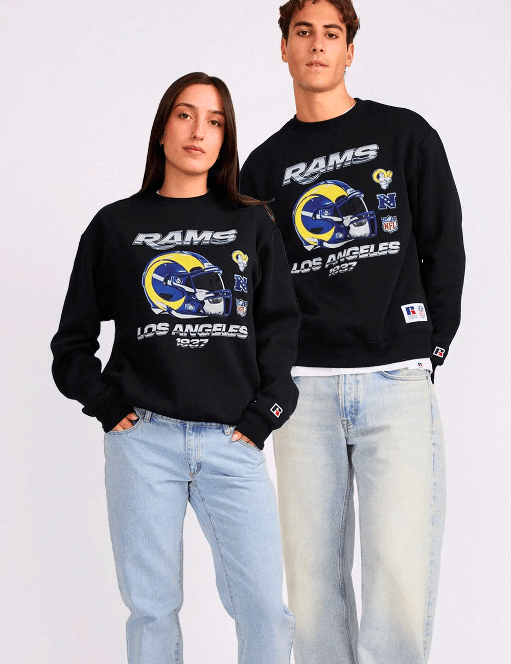 Russell Athletic Jumpers Los Angeles Rams Russell Athletic NFL Chrome Badge Crew Jumper - Black