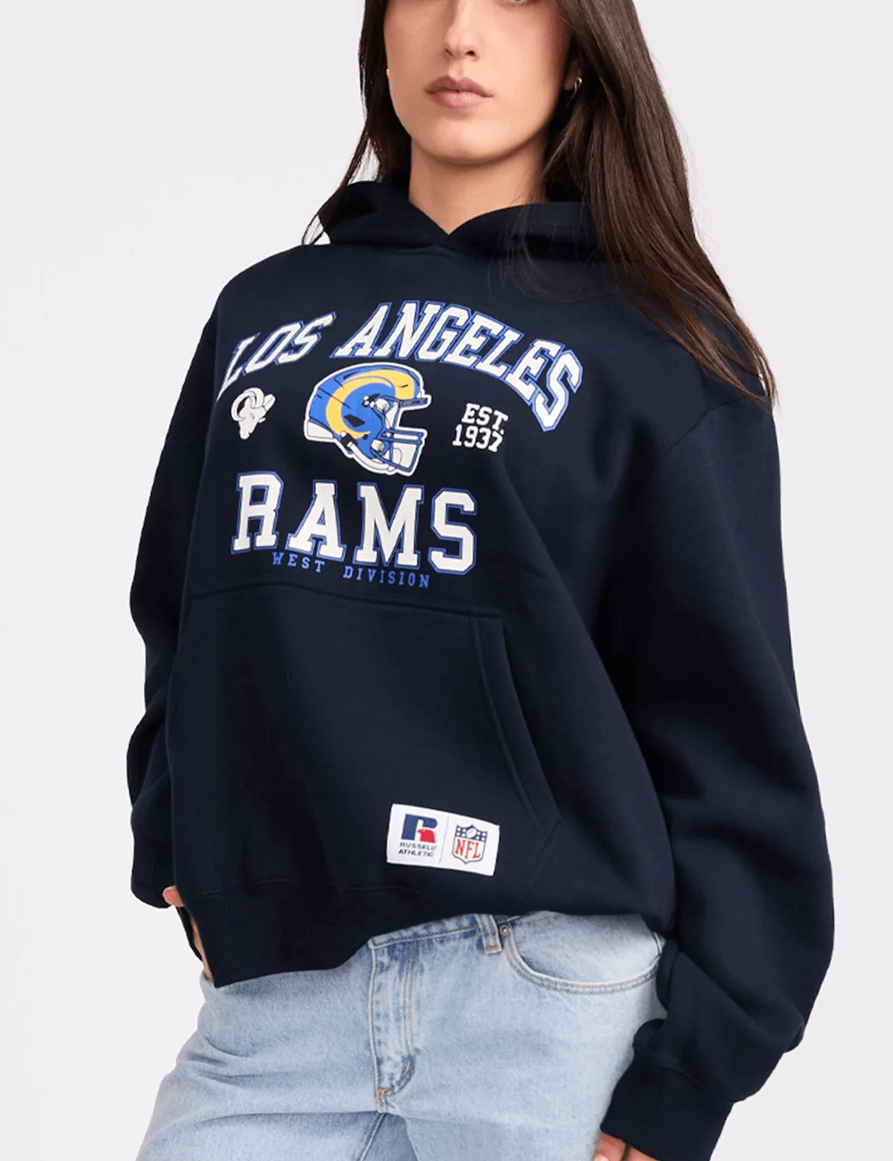 Russell Athletic Jumpers Los Angeles Rams Russell Athletic NFL Retro Arch Hoodie Jumper - Navy
