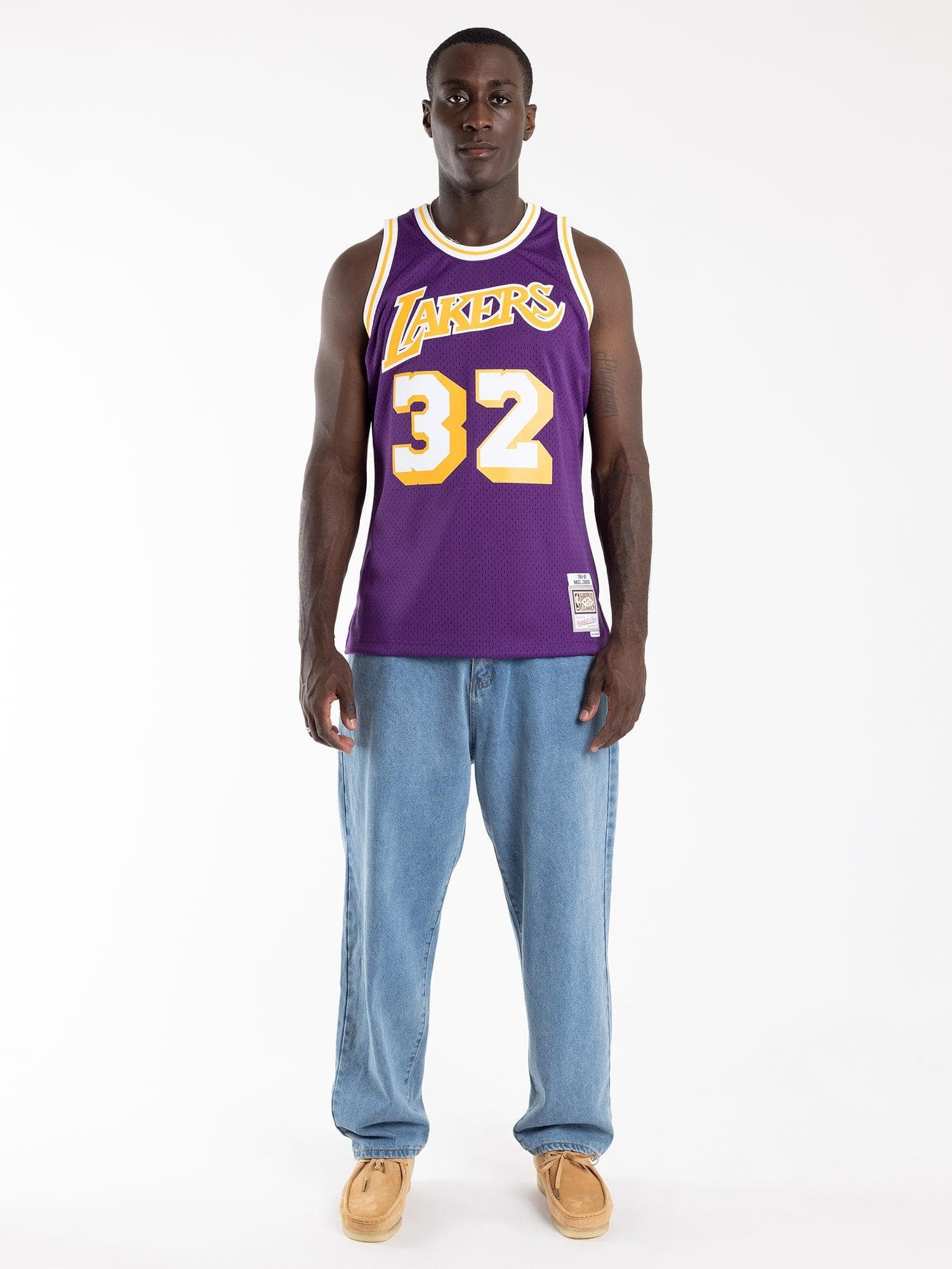 Mitchell And Ness Jerseys Magic Johnson Los Angeles Lakers Mitchell & Ness NBA 84-85 Swingman Jersey - Purple
