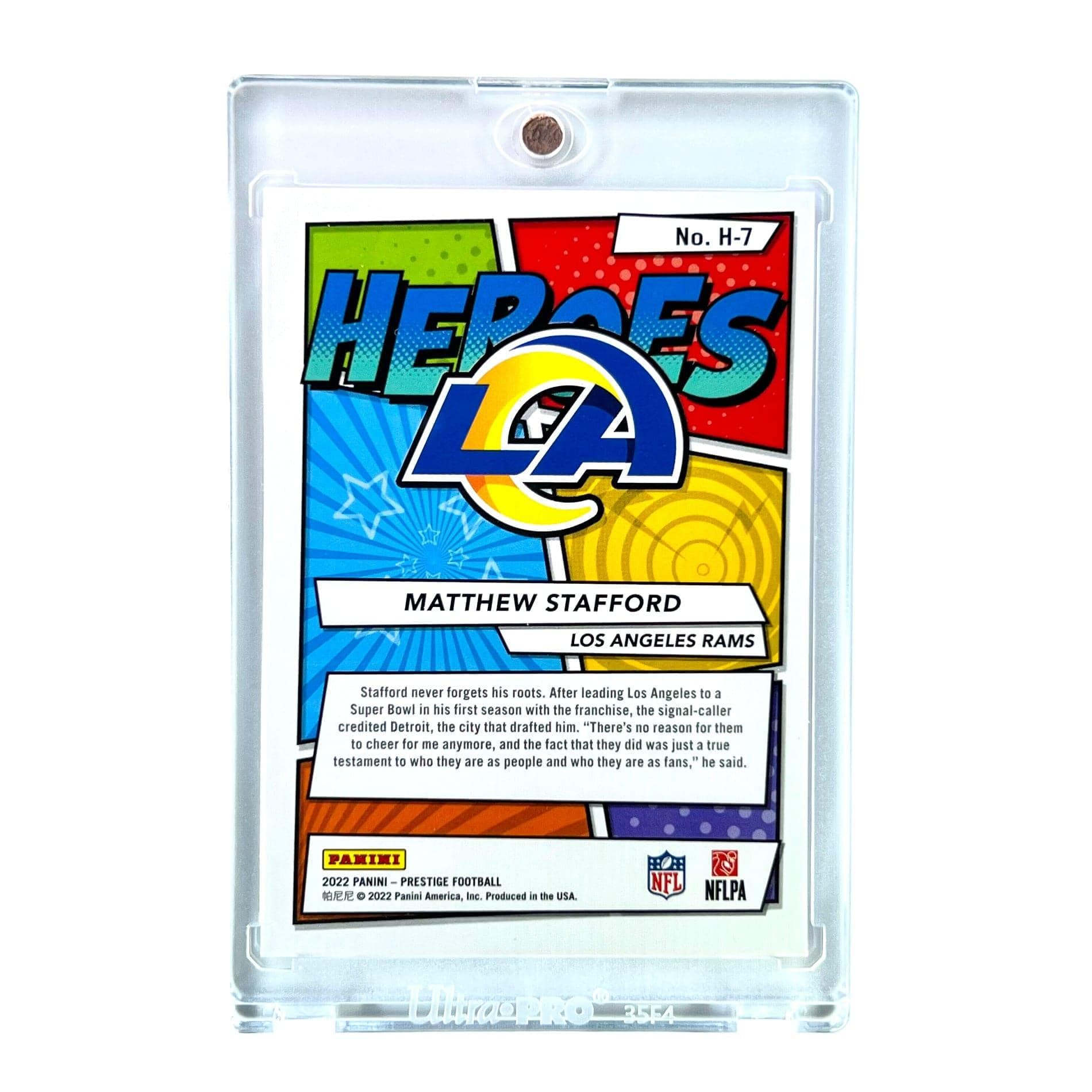Panini Cards Matthew Stafford Los Angeles Rams Panini NFL 22 Prestige Heroes Insert Card