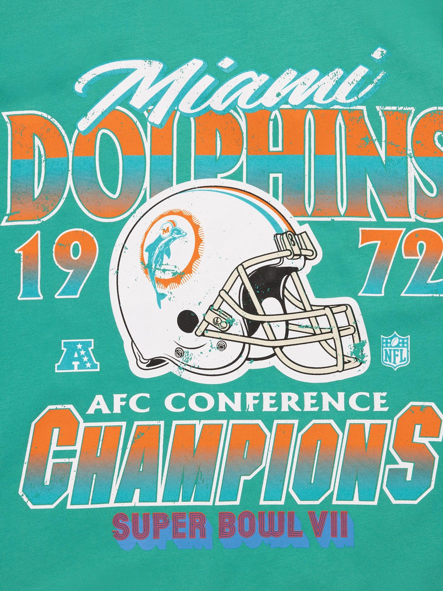 Majestic Athletic T-Shirts Miami Dolphins Majestic NFL 72 Champs Vintage T-Shirt - Faded Teal