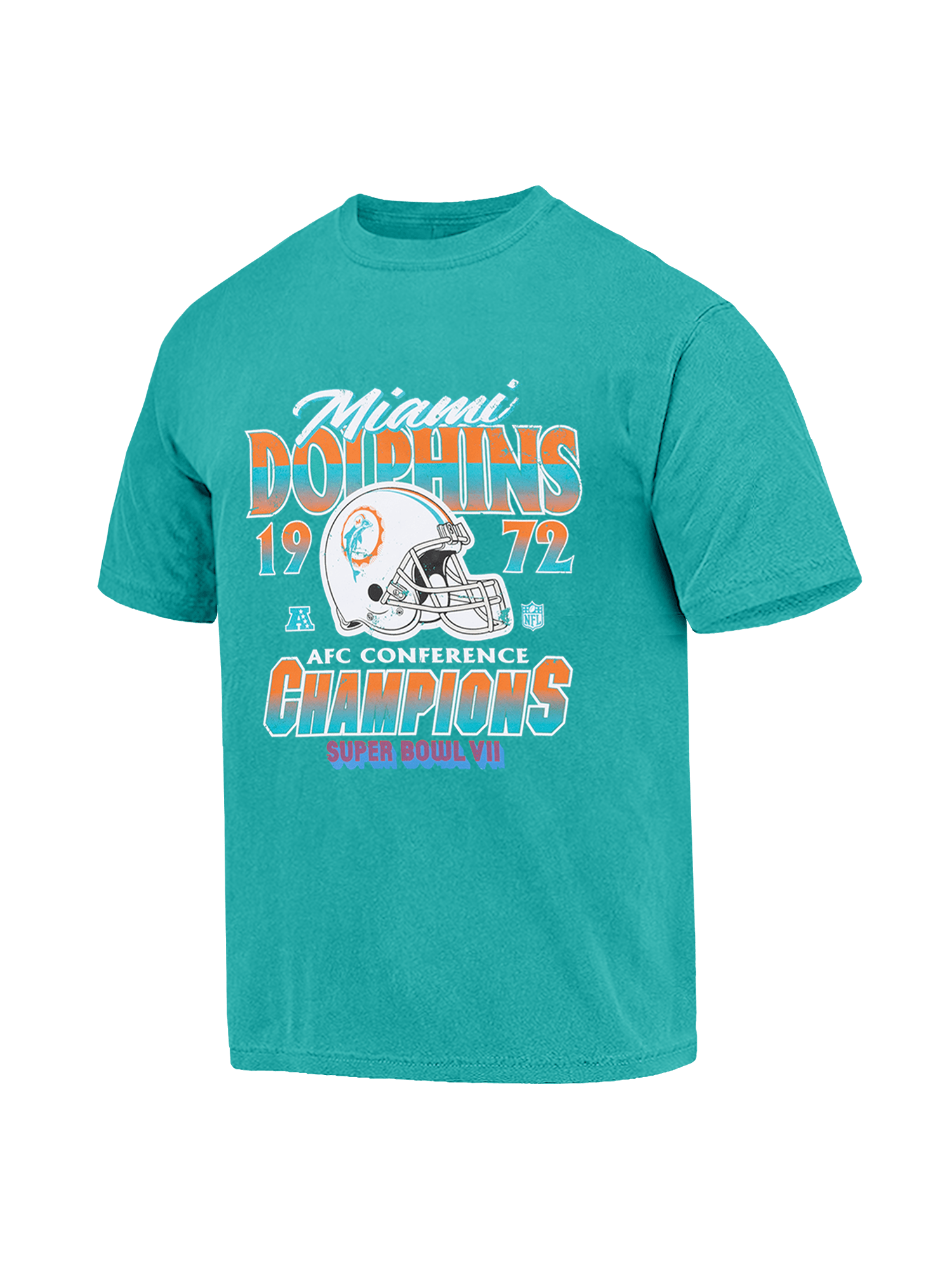 Majestic Athletic T-Shirts Miami Dolphins Majestic NFL 72 Champs Vintage T-Shirt - Faded Teal