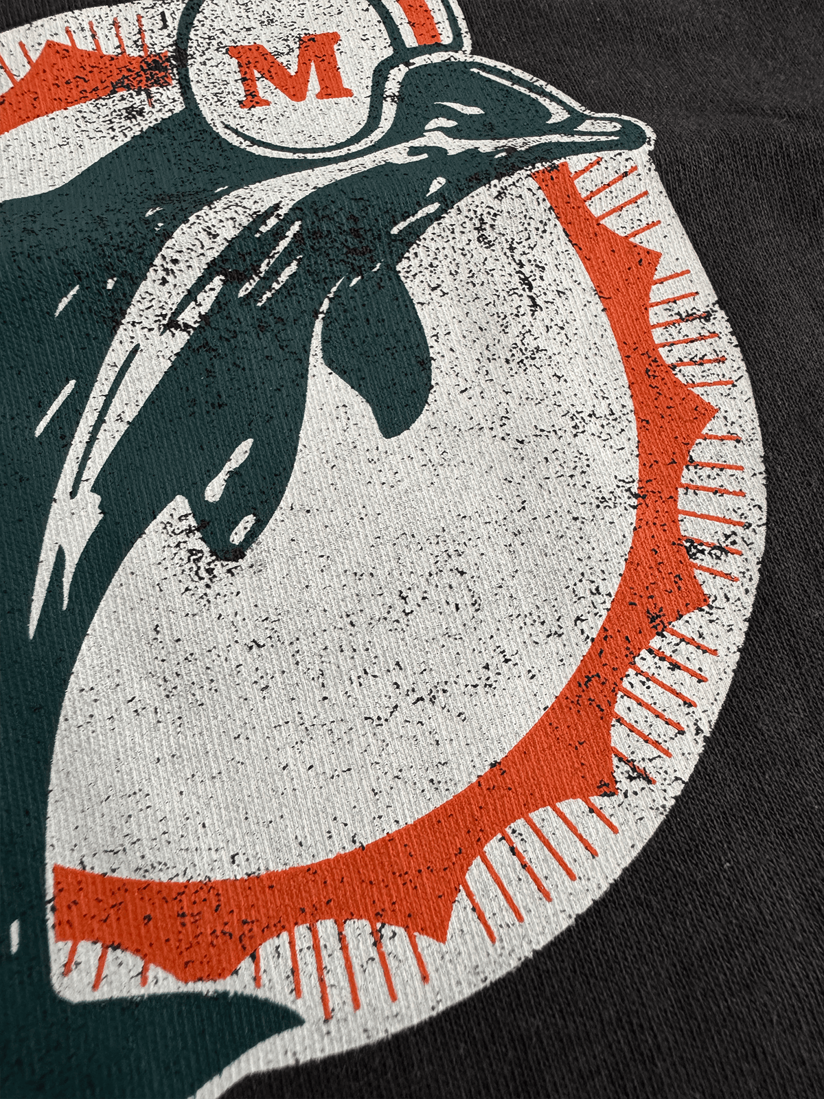 Mitchell And Ness T-Shirts Miami Dolphins Mitchell & Ness NFL Arch Boxy Vintage Muscle T-Shirt - Faded Black