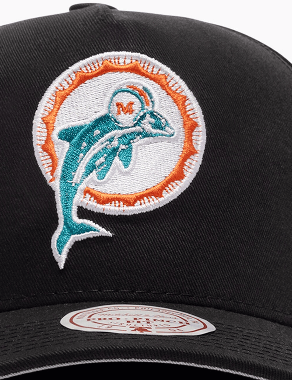 Mitchell And Ness Caps Miami Dolphins Mitchell & Ness NFL Throwback Pro Pinch Snapback Hat - Black