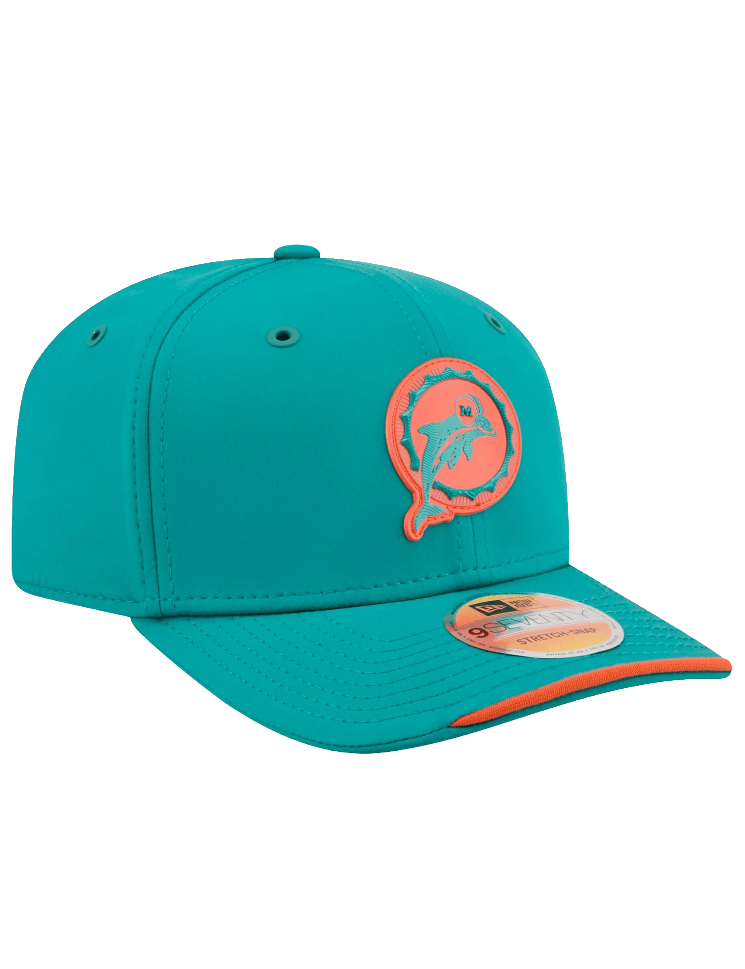 New Era Caps OSFM Miami Dolphins New Era NFL 26 Sideline Historic 9SEVENTY Stretch-Snapback Hat - Dark Aqua