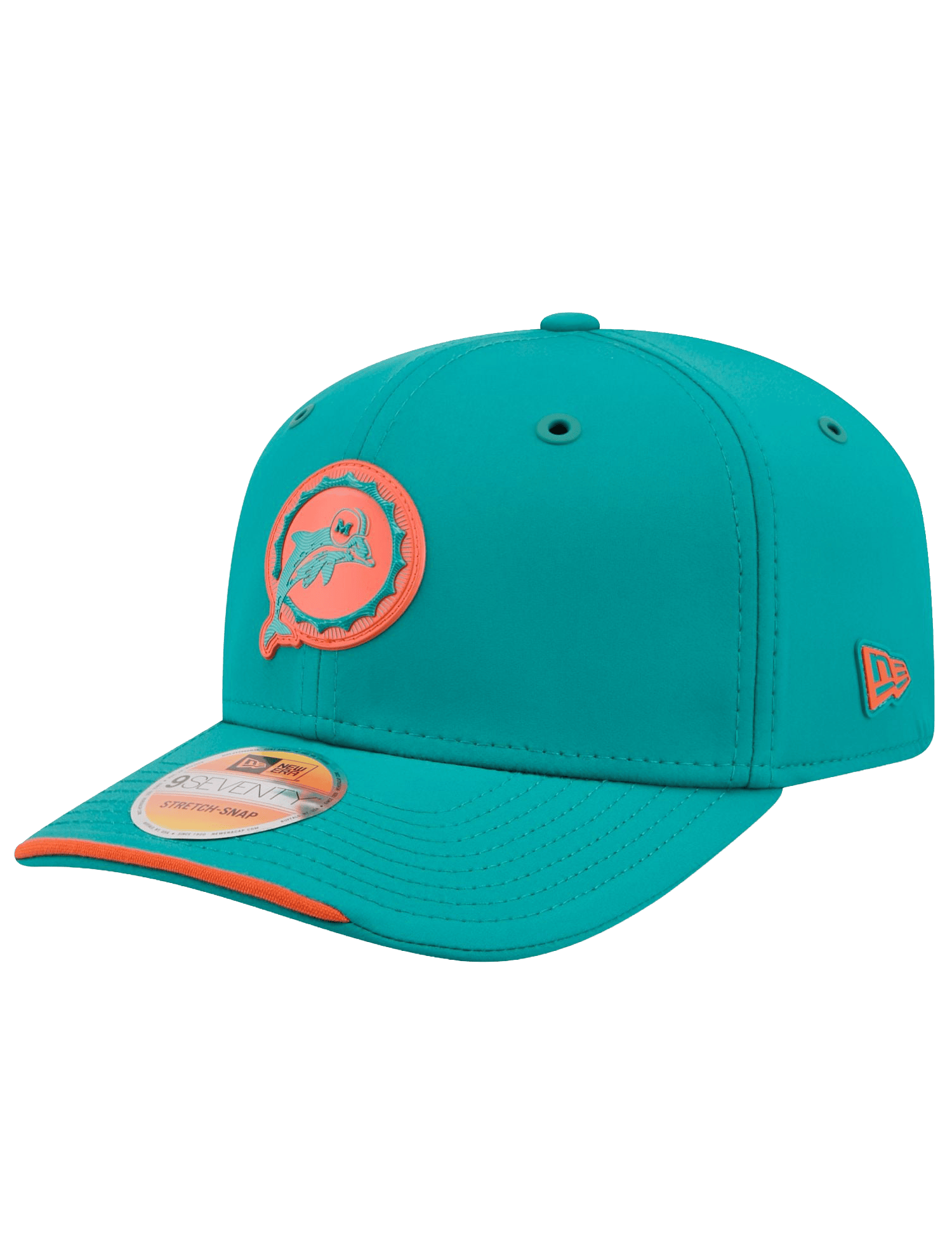 New Era Caps OSFM Miami Dolphins New Era NFL 26 Sideline Historic 9SEVENTY Stretch-Snapback Hat - Dark Aqua