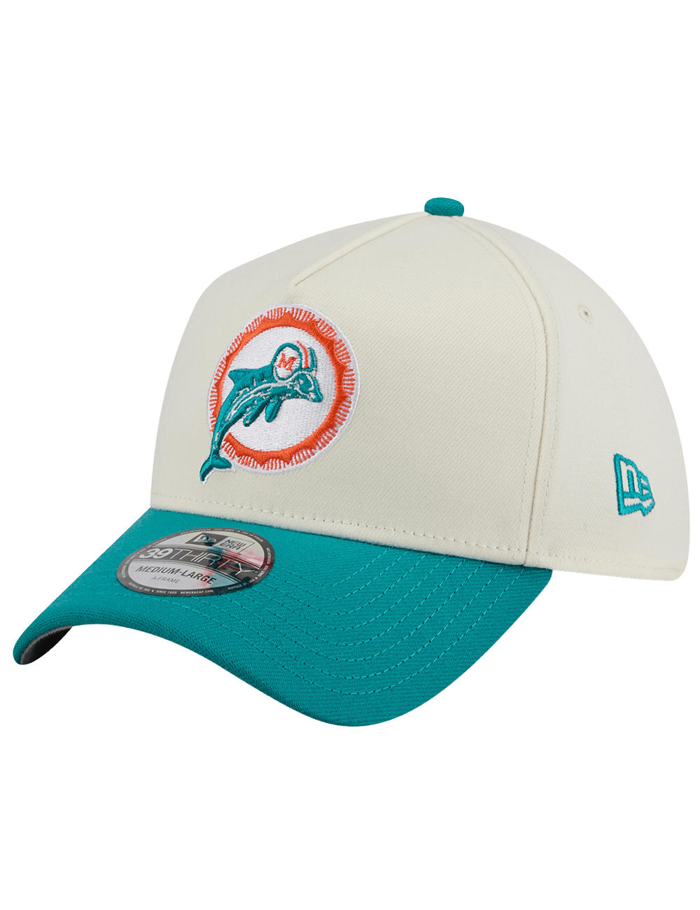New Era Caps Miami Dolphins New Era NFL Historic 39THIRTY A-Frame Stretch-Fit Hat - Chrome