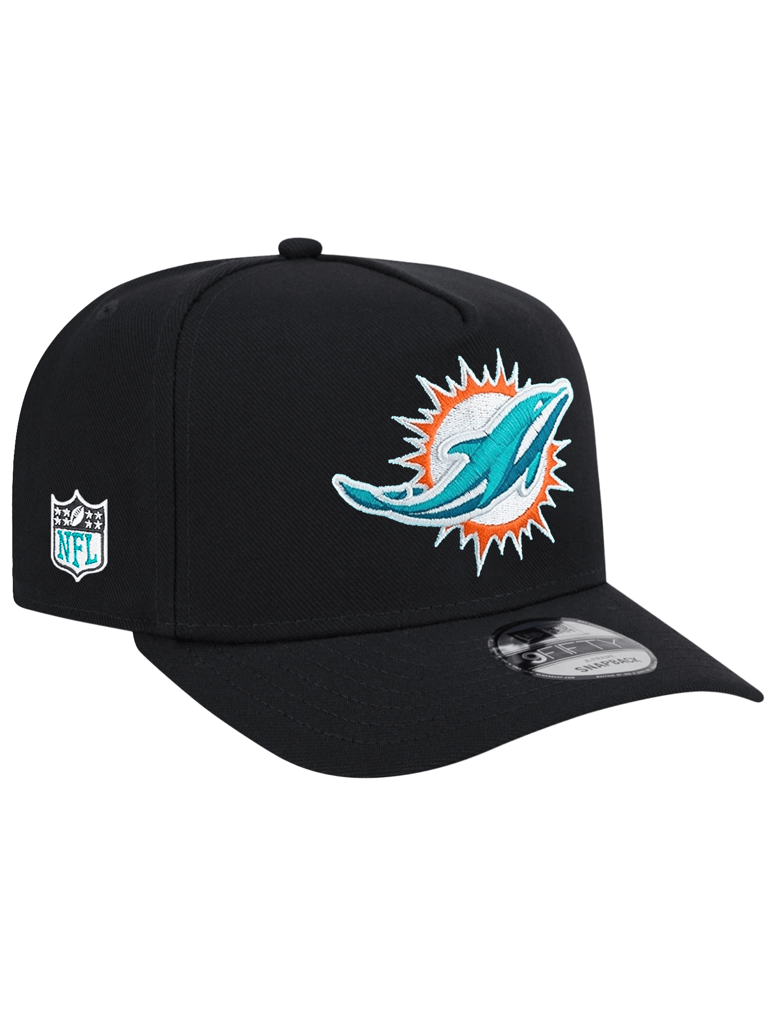 New Era Caps Miami Dolphins New Era NFL Team 9FIFTY A-Frame Pre-Curved Snapback Hat - Black