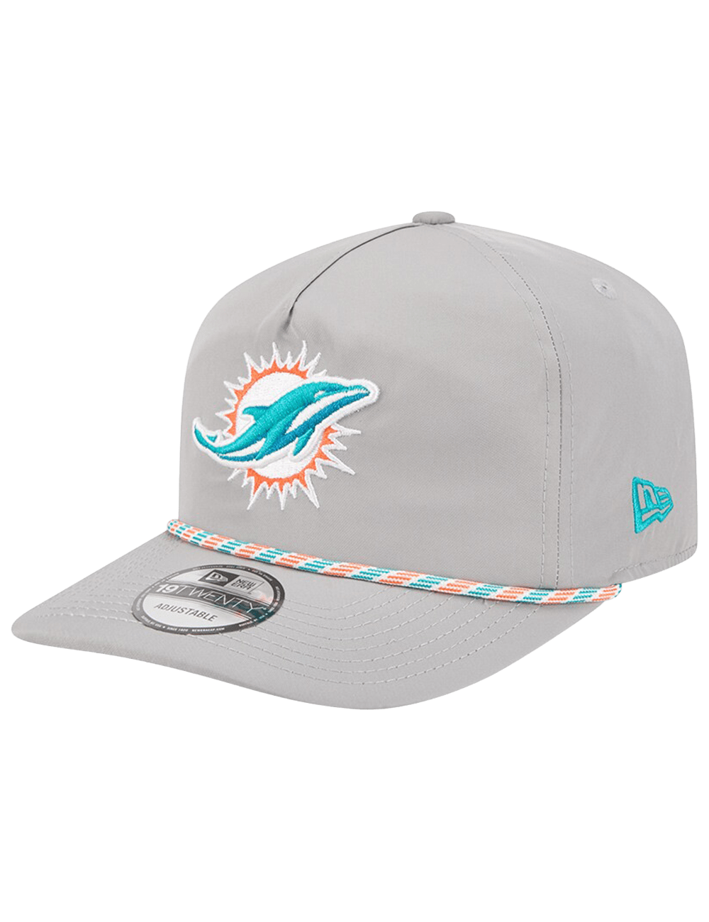 New Era Caps Miami Dolphins New Era NFL Team Rope 19TWENTY Pre-Curved Snapback Hat - Grey