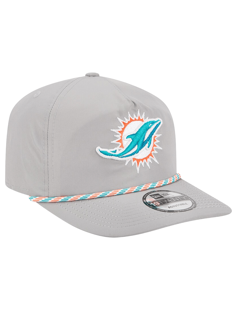 New Era Caps Miami Dolphins New Era NFL Team Rope 19TWENTY Pre-Curved Snapback Hat - Grey