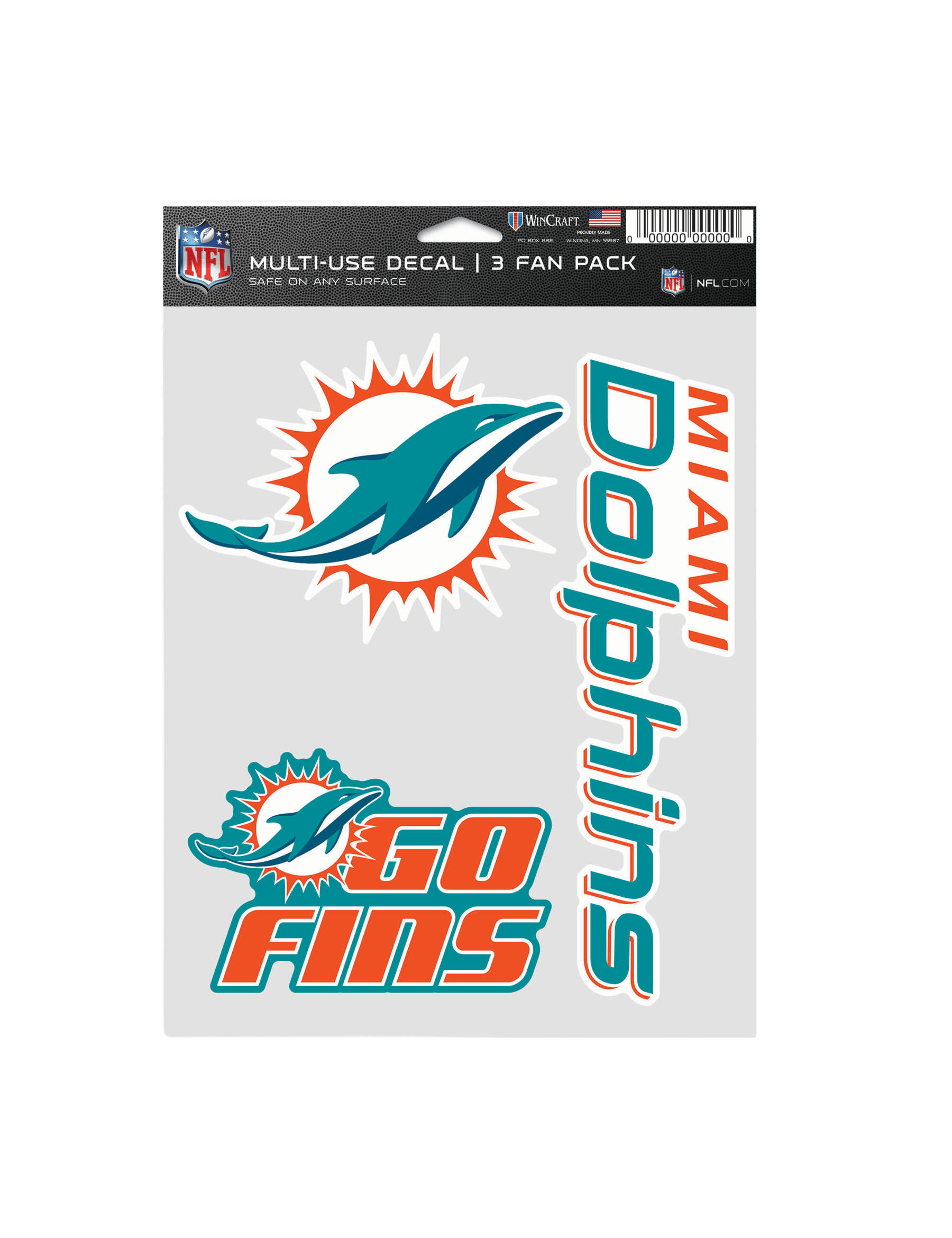 Wincraft Accessories Miami Dolphins Wincraft NFL Team 3 Piece 5” x 7” Decal Set