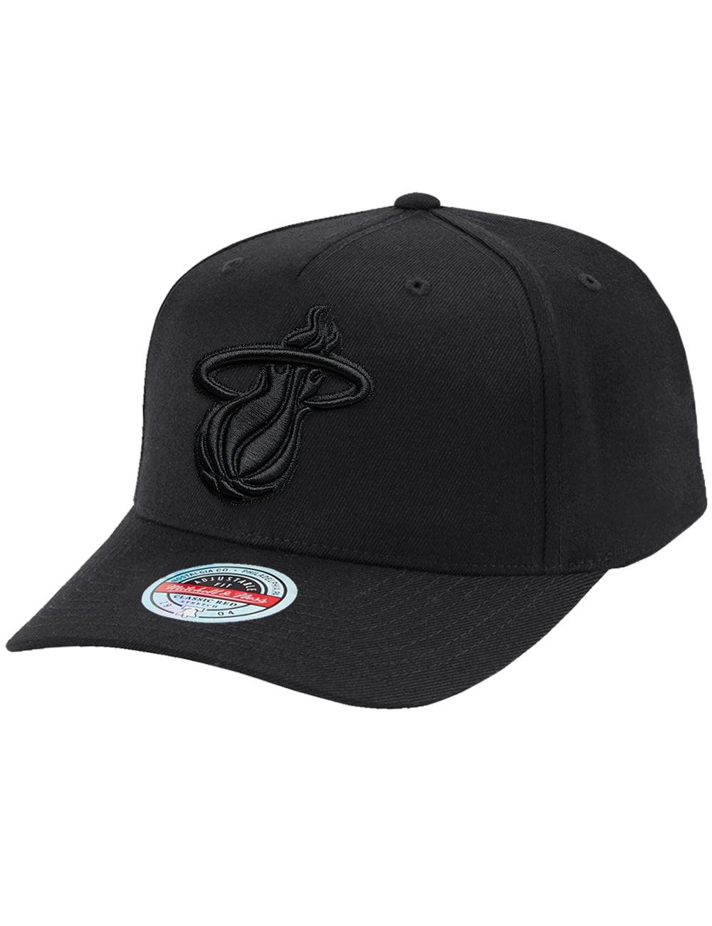 Mitchell And Ness Caps Miami Heat Mitchell & Ness NBA Black On Black Classic Red Snapback Hat