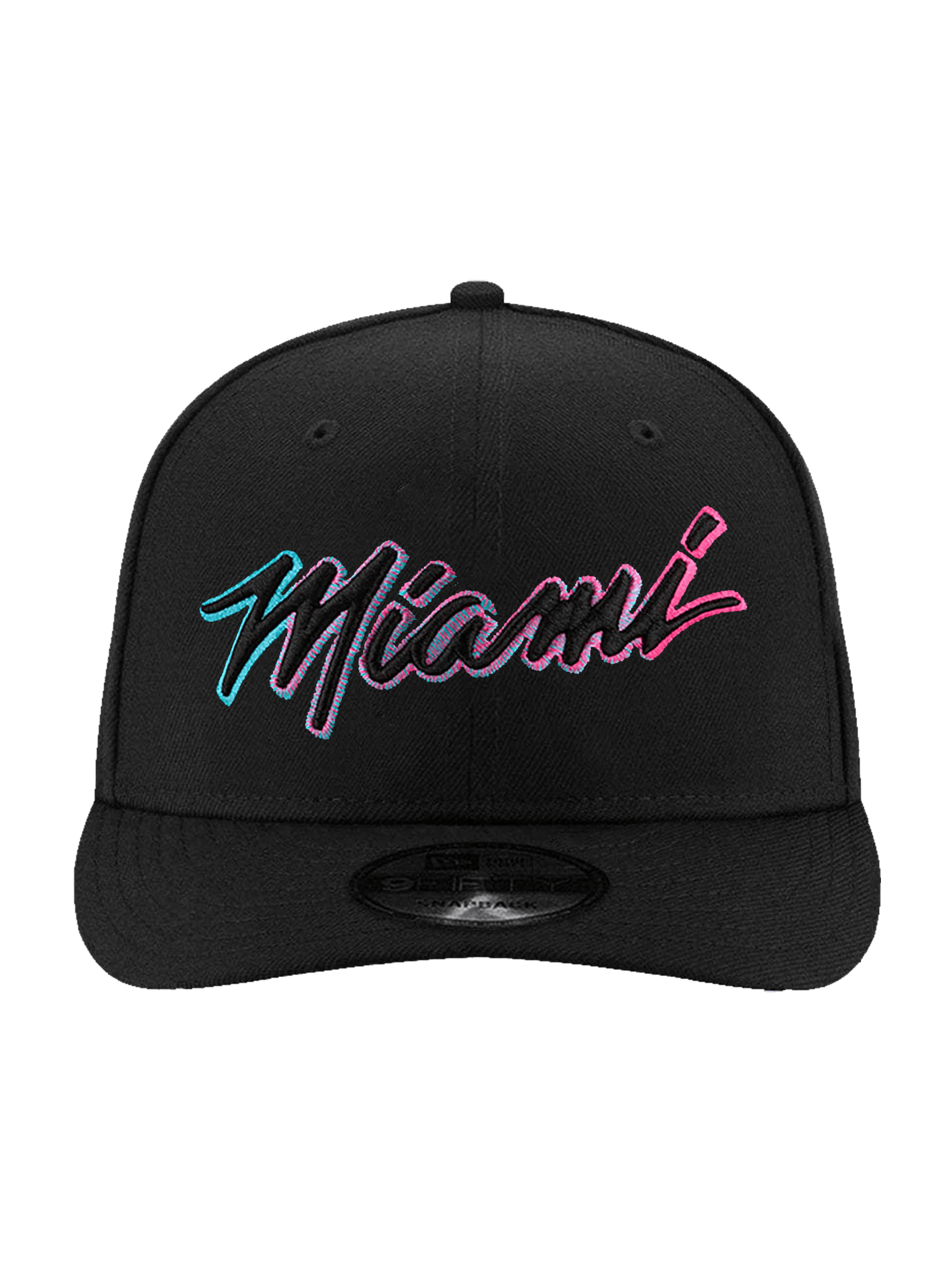 New Era Caps Miami Heat New Era NBA City Script Outline 9FIFTY Pre-Curved Snapback Hat - Black