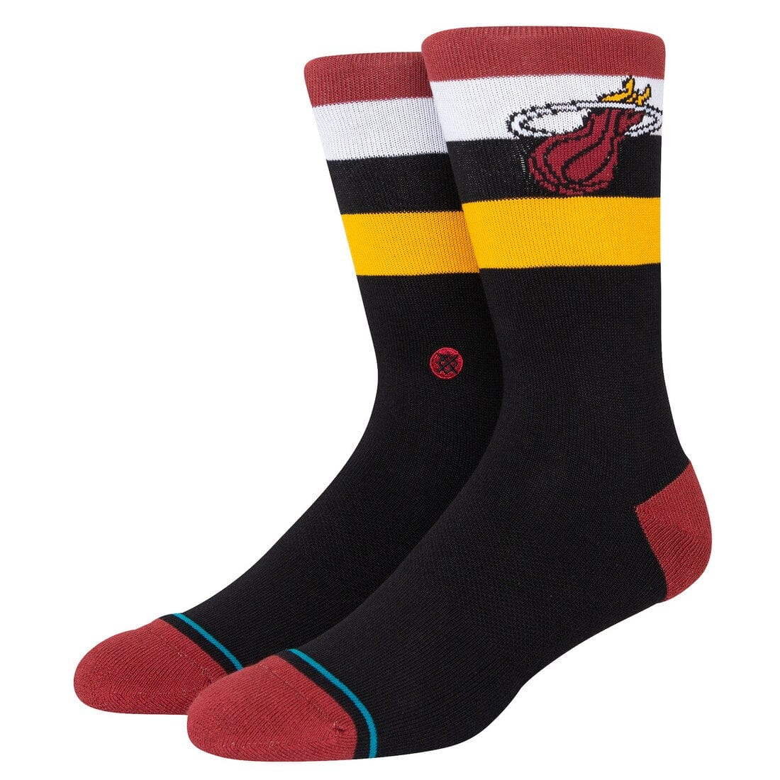 Stance Socks Large (9-12 US) Miami Heat Stance NBA Team Stripe Crew Socks - Black