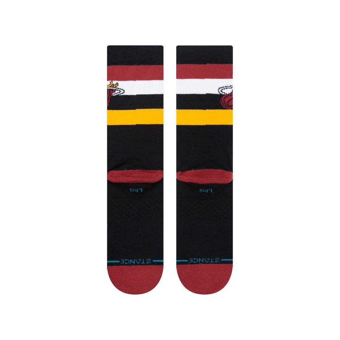 Stance Socks Large (9-12 US) Miami Heat Stance NBA Team Stripe Crew Socks - Black