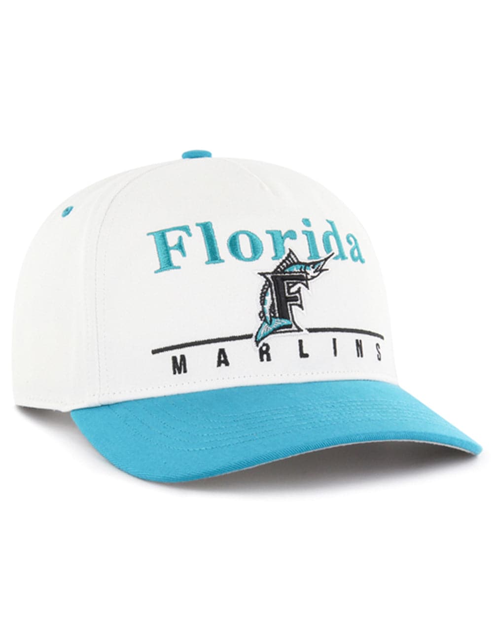 47 Brand Caps Miami Marlins '47 MLB Cooperstown Hitch Pre-Curved Snapback Hat - White