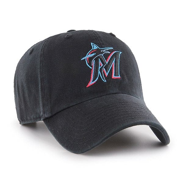 47 Brand Caps Miami Marlins '47 MLB Team Clean Up Strapback Hat - Black
